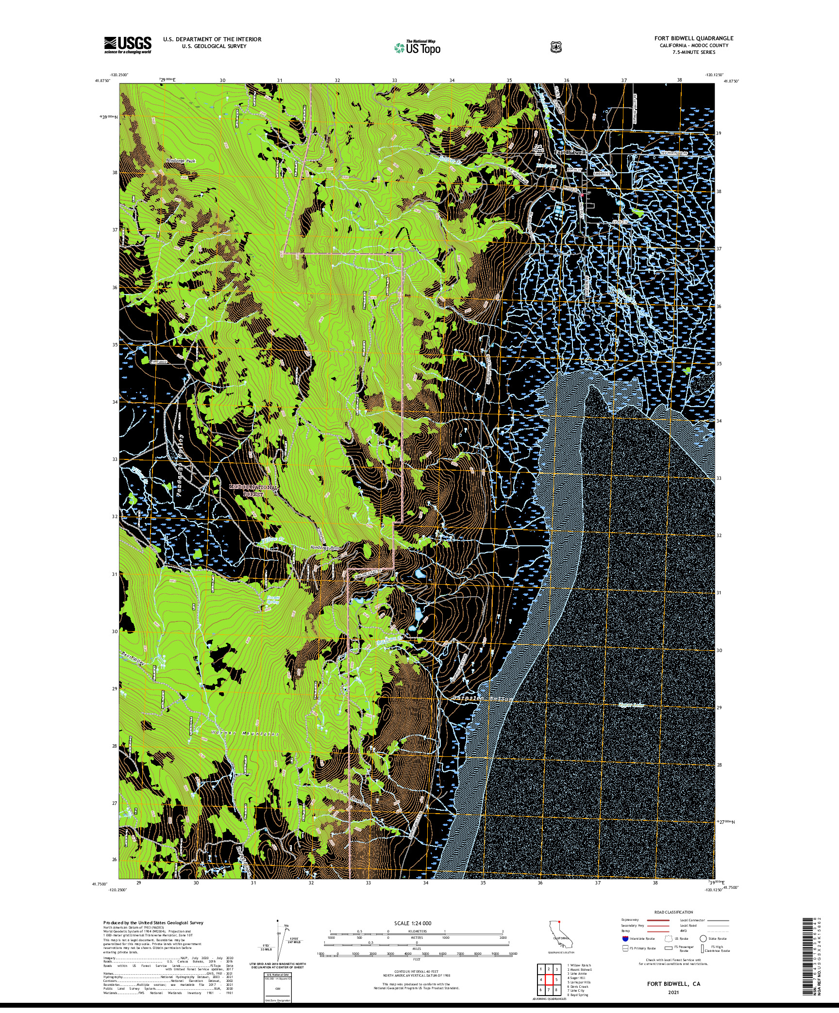 US TOPO 7.5-MINUTE MAP FOR FORT BIDWELL, CA