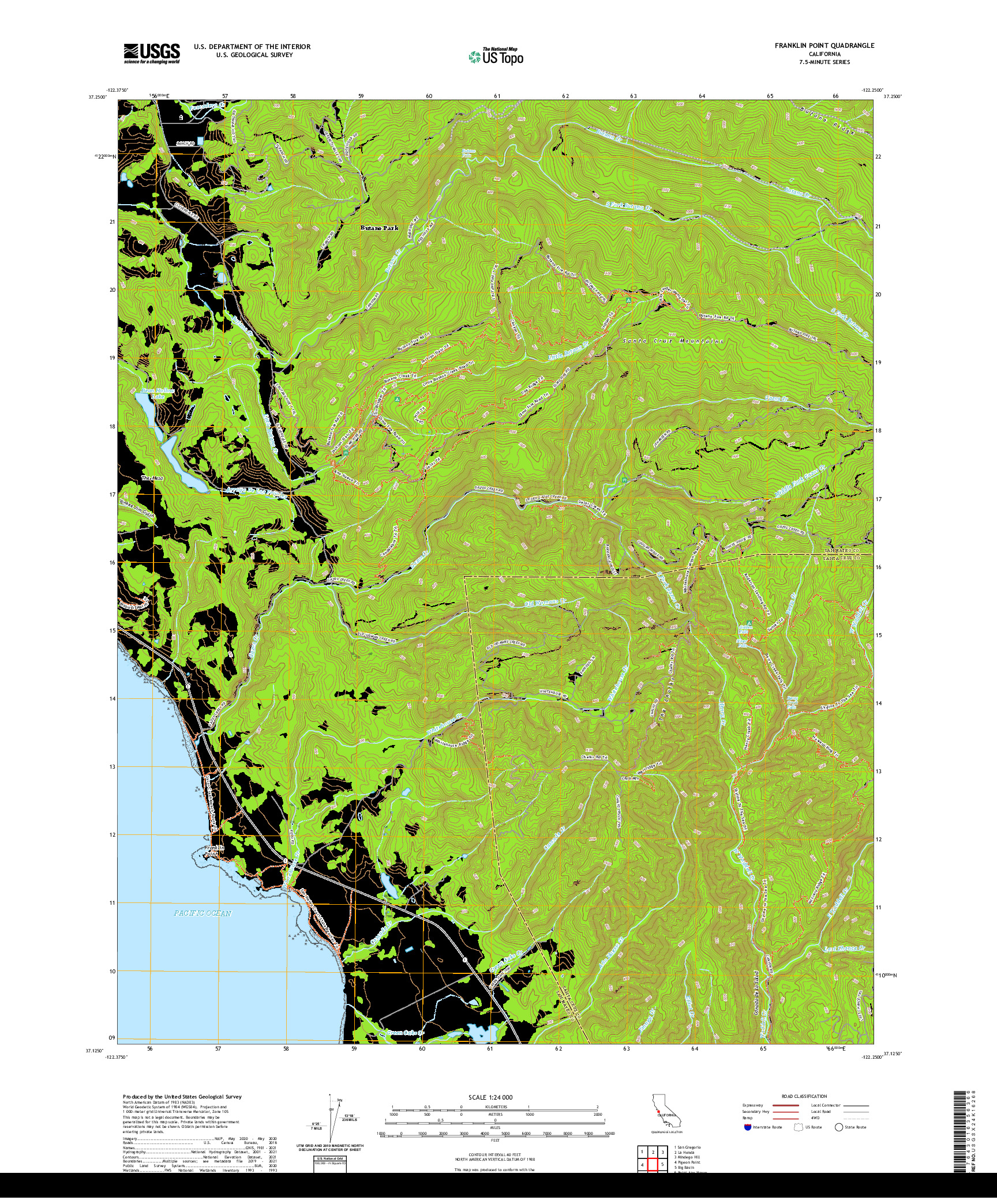 US TOPO 7.5-MINUTE MAP FOR FRANKLIN POINT, CA