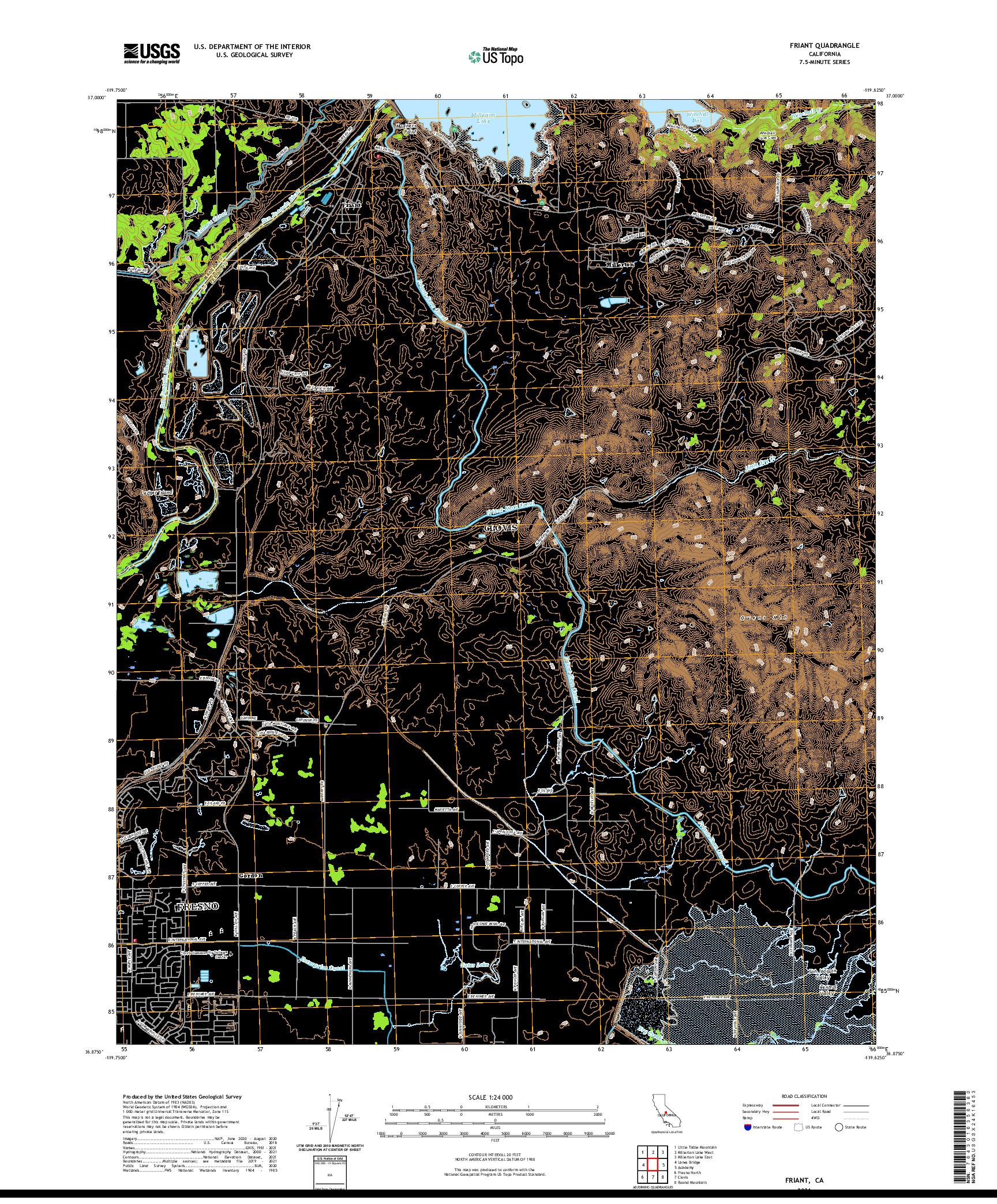 US TOPO 7.5-MINUTE MAP FOR FRIANT, CA