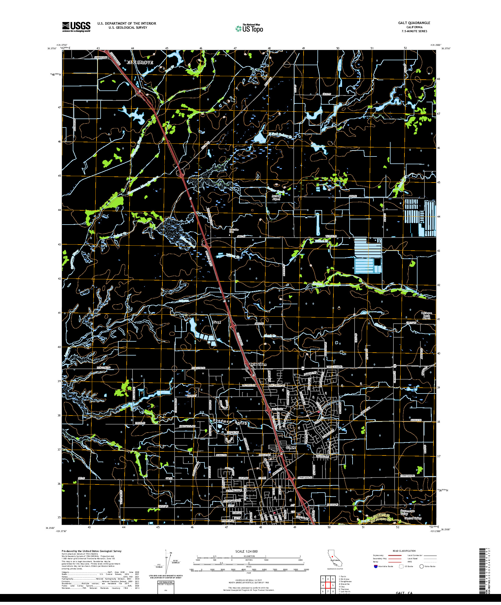 US TOPO 7.5-MINUTE MAP FOR GALT, CA