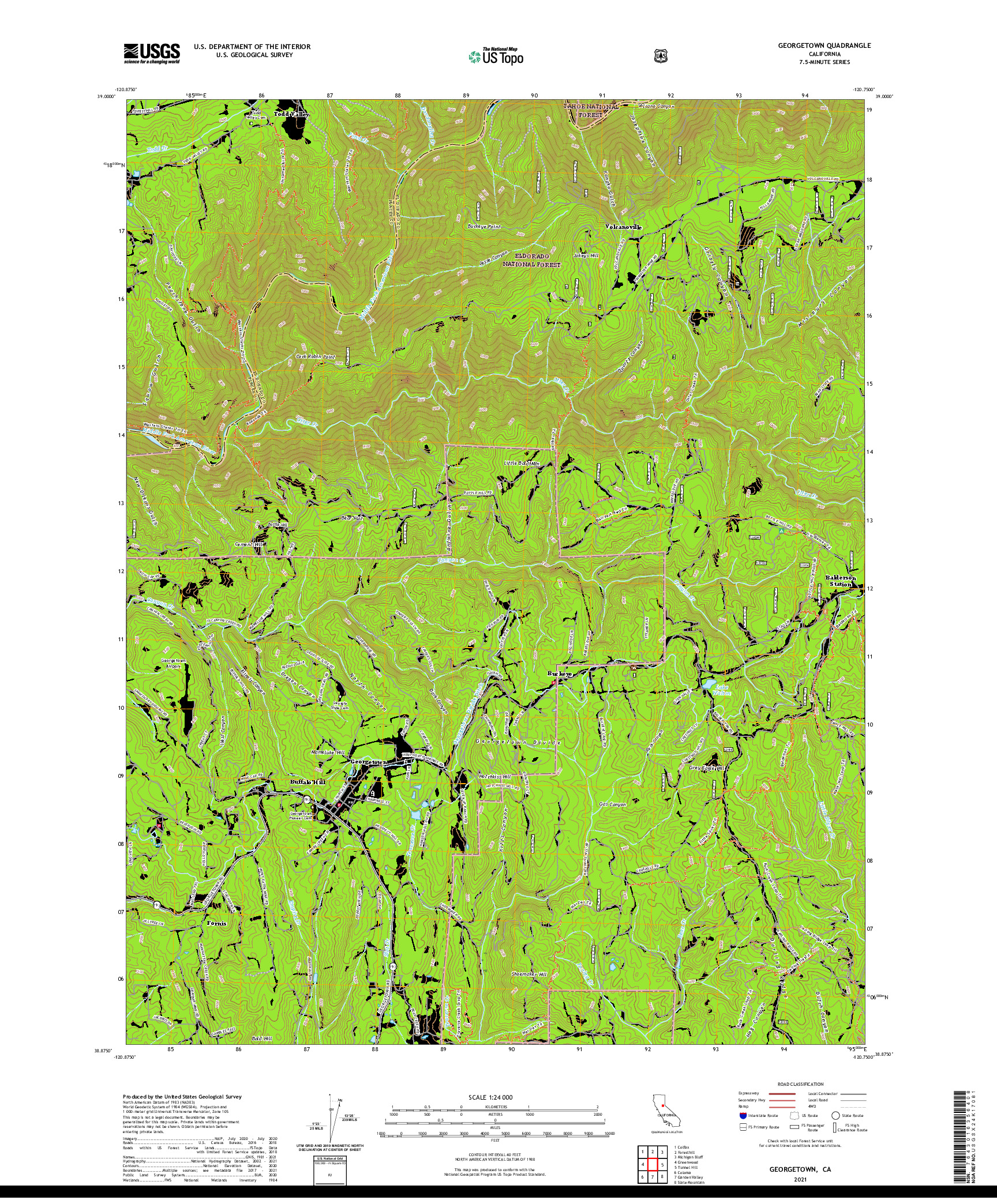 US TOPO 7.5-MINUTE MAP FOR GEORGETOWN, CA