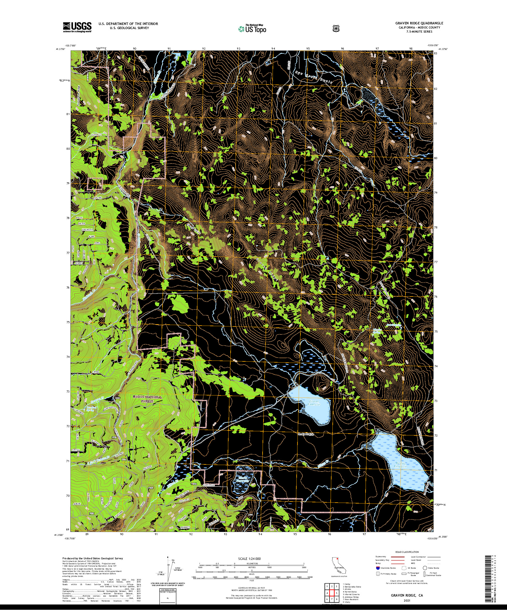 US TOPO 7.5-MINUTE MAP FOR GRAVEN RIDGE, CA