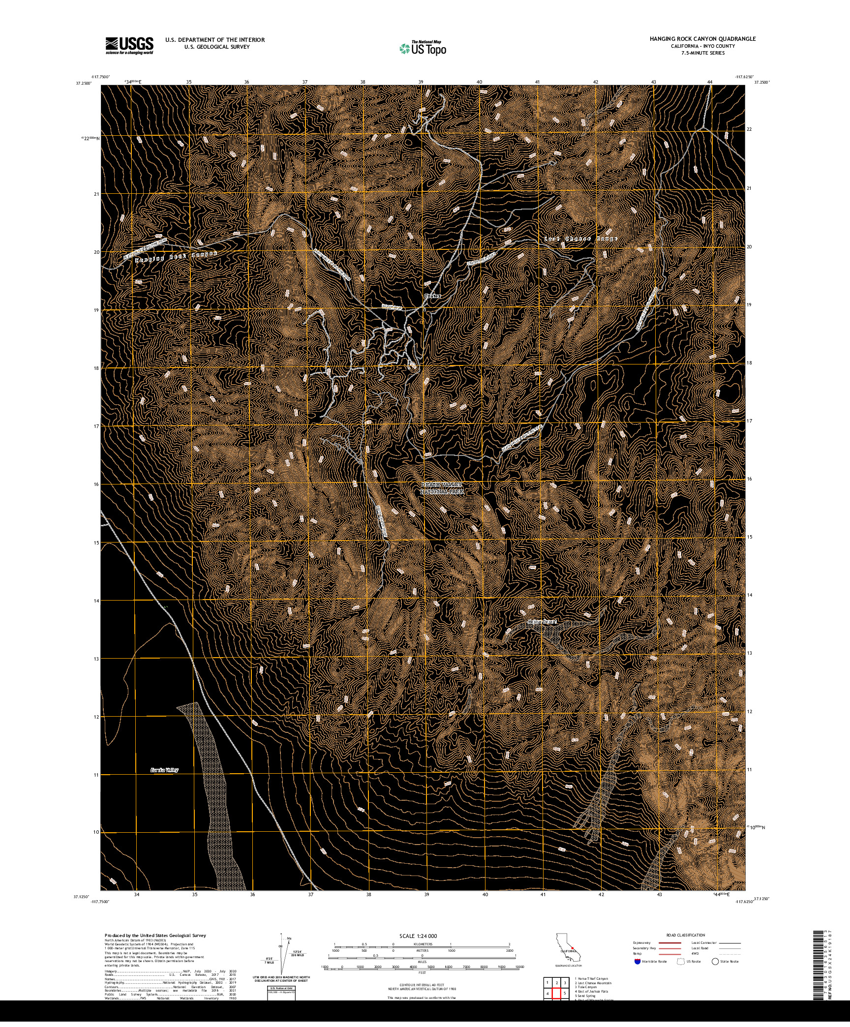 US TOPO 7.5-MINUTE MAP FOR HANGING ROCK CANYON, CA