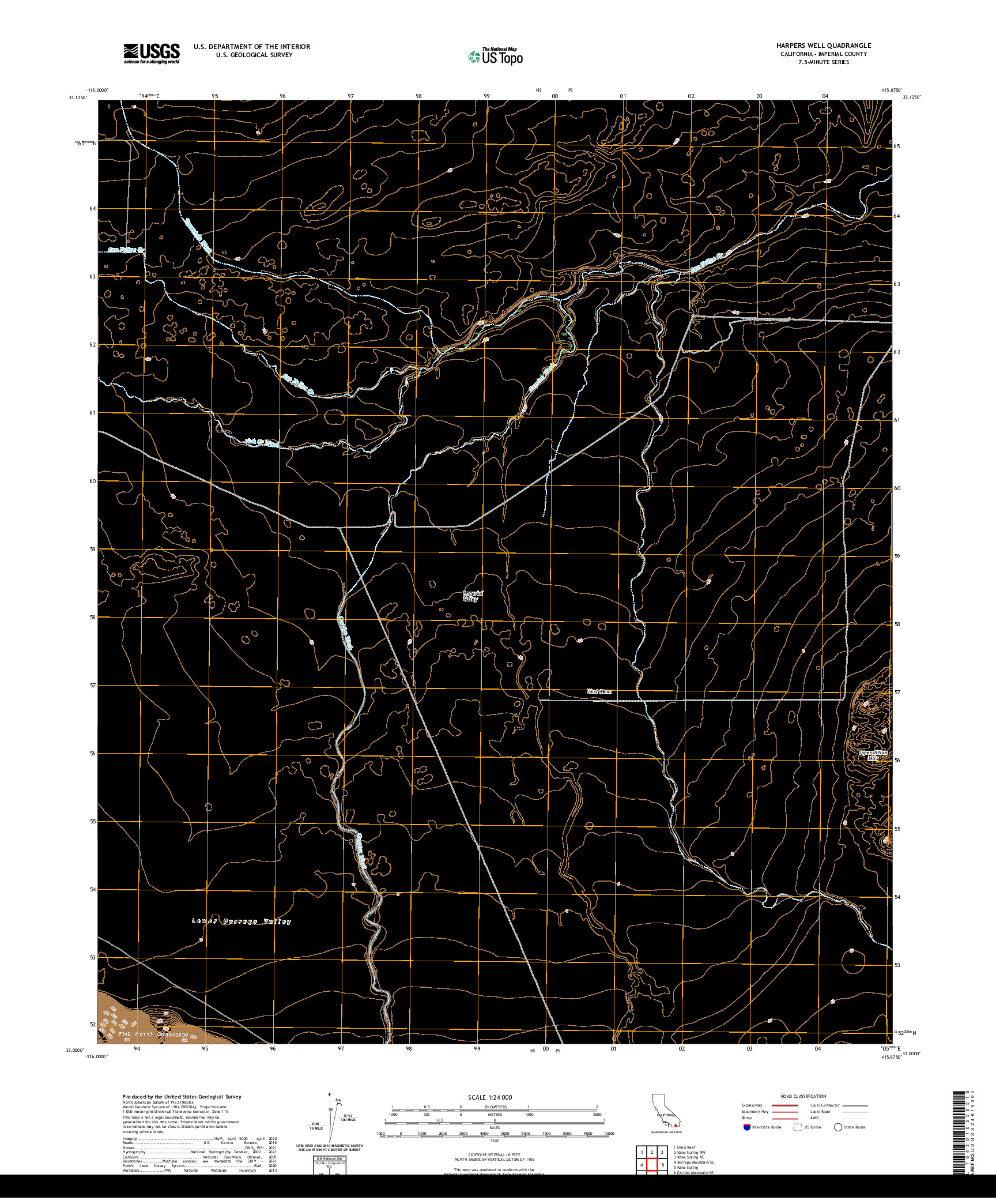 US TOPO 7.5-MINUTE MAP FOR HARPERS WELL, CA