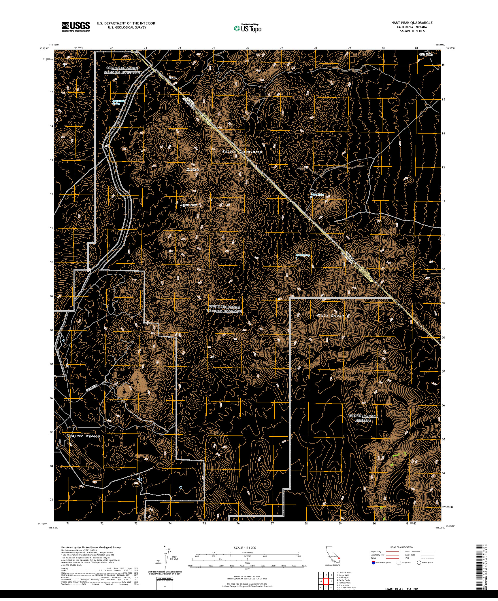 US TOPO 7.5-MINUTE MAP FOR HART PEAK, CA,NV