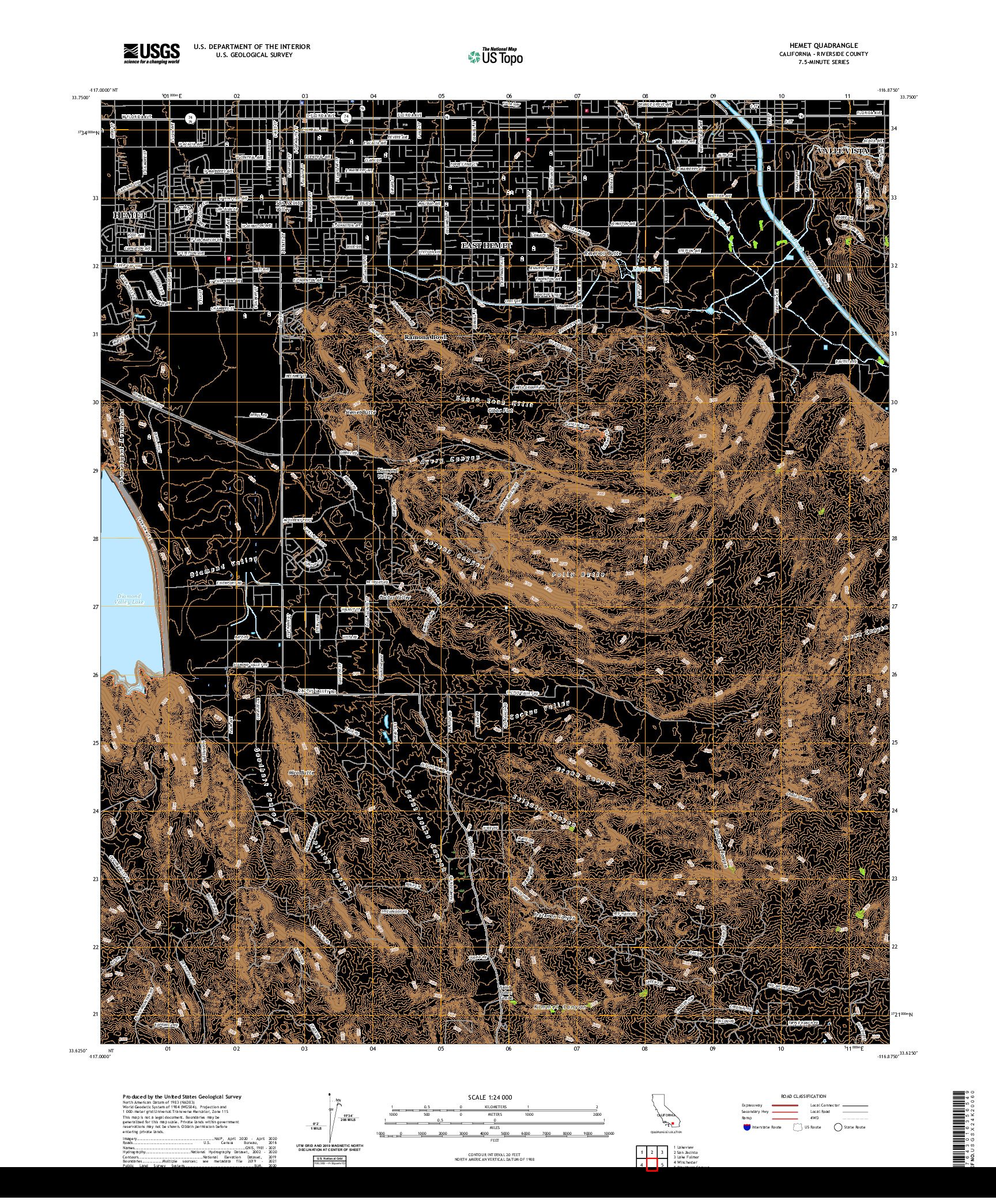 US TOPO 7.5-MINUTE MAP FOR HEMET, CA