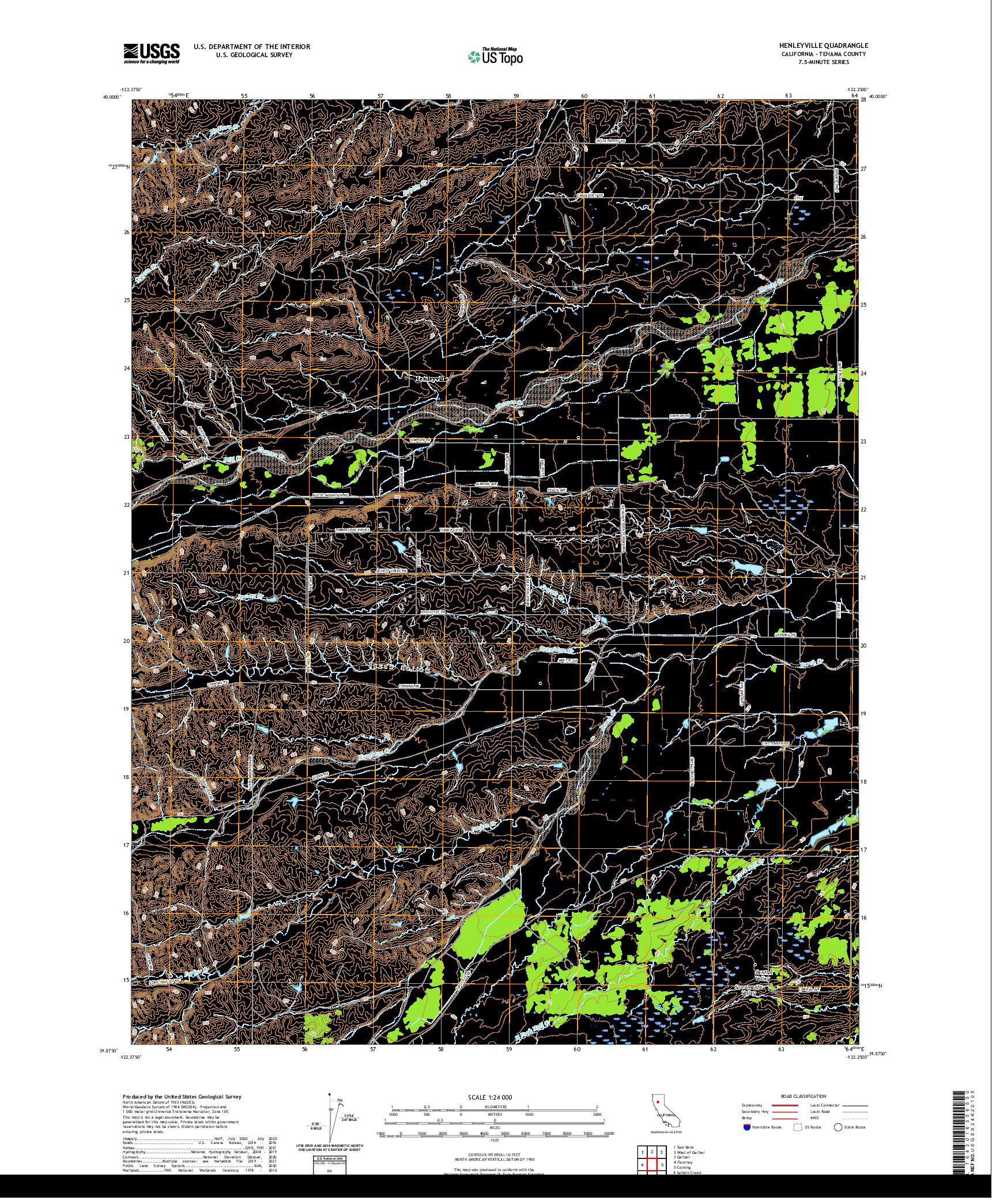 US TOPO 7.5-MINUTE MAP FOR HENLEYVILLE, CA