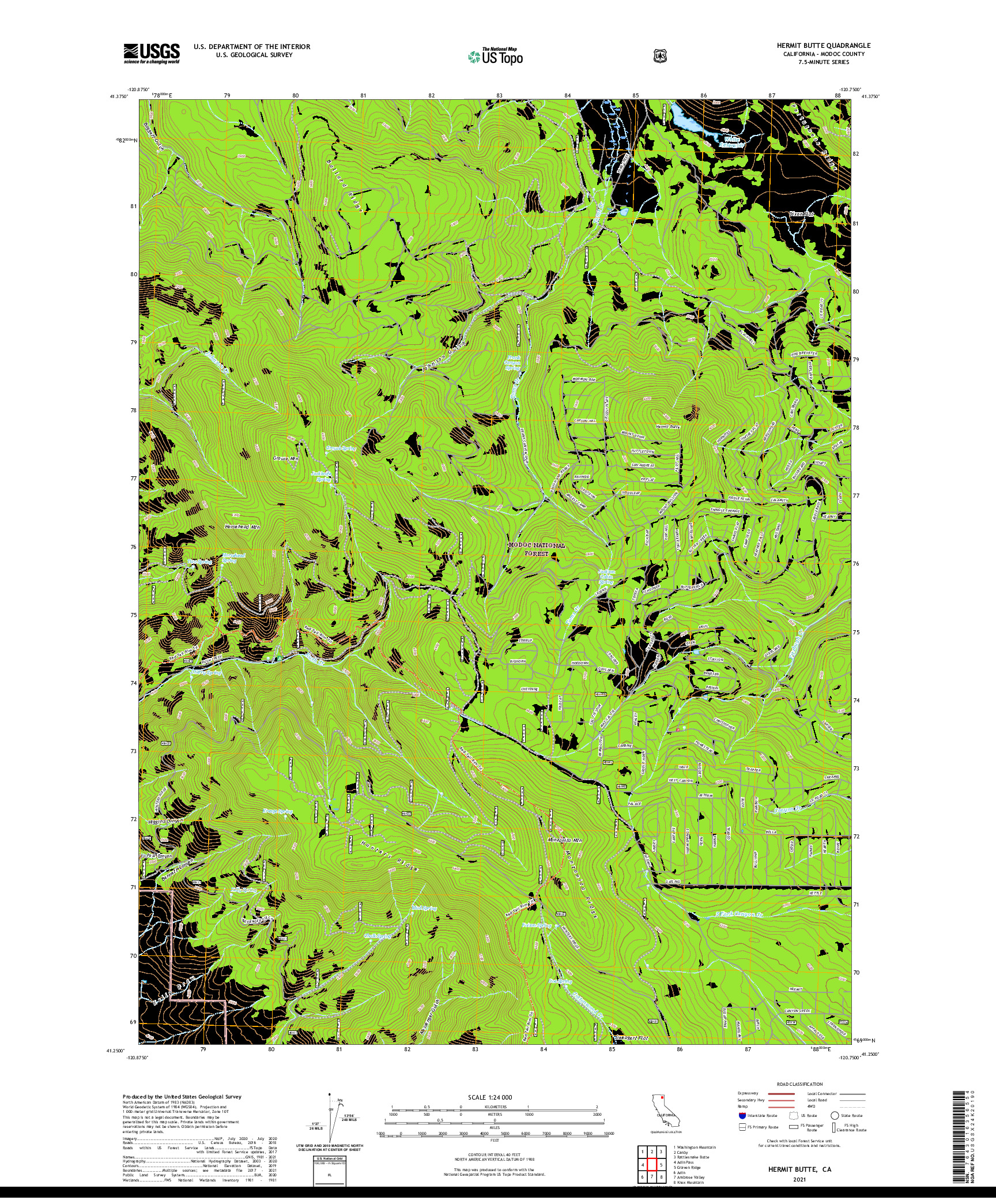 US TOPO 7.5-MINUTE MAP FOR HERMIT BUTTE, CA