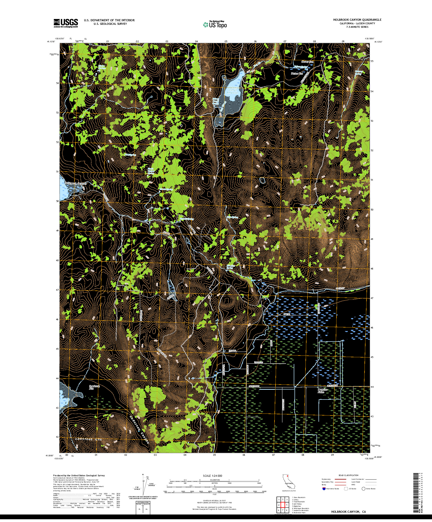 US TOPO 7.5-MINUTE MAP FOR HOLBROOK CANYON, CA