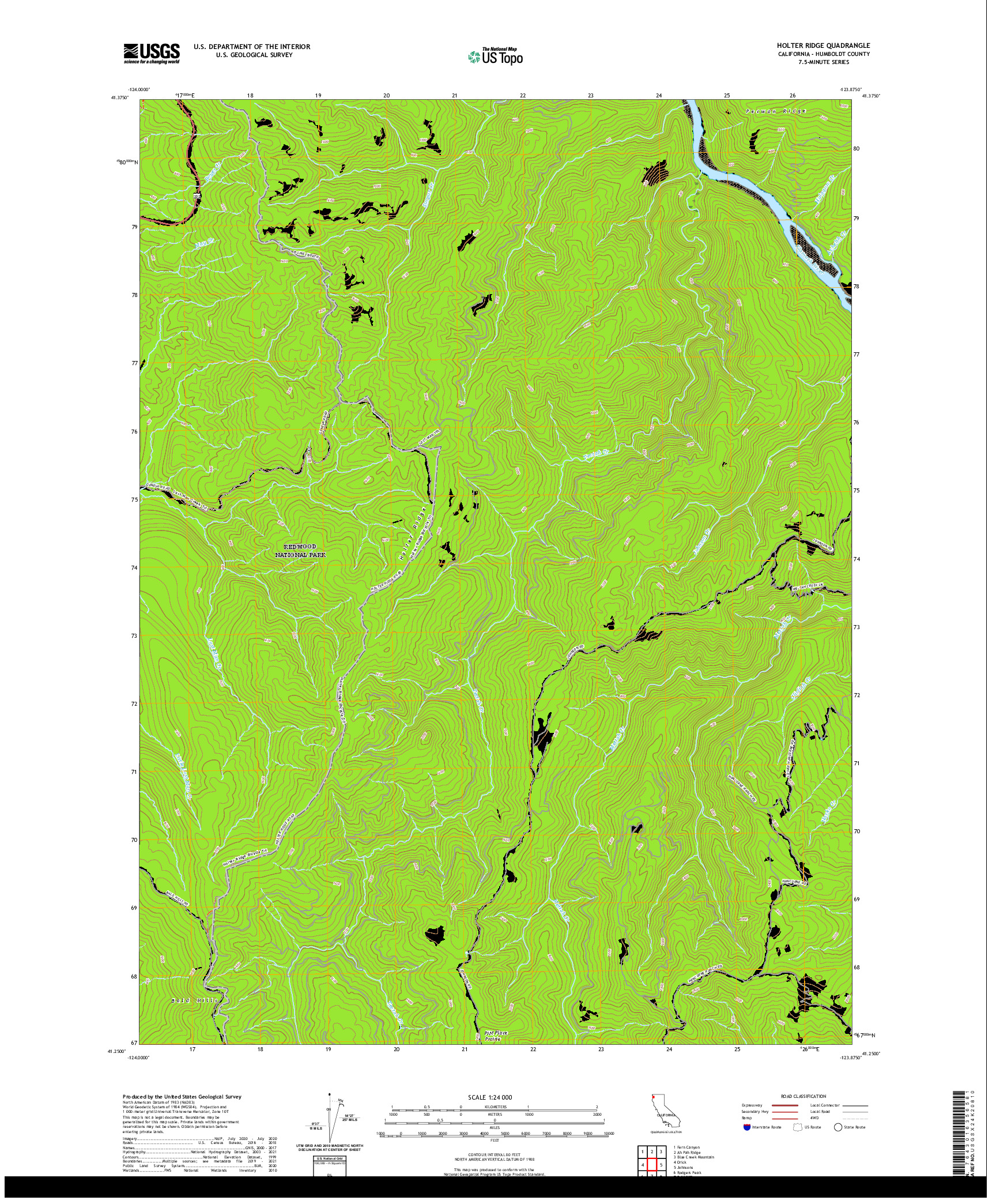 US TOPO 7.5-MINUTE MAP FOR HOLTER RIDGE, CA