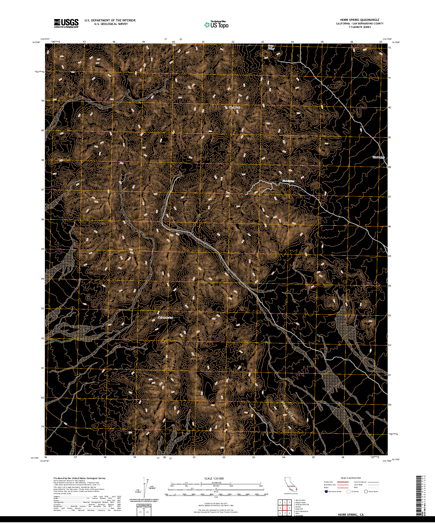 US TOPO 7.5-MINUTE MAP FOR HORN SPRING, CA