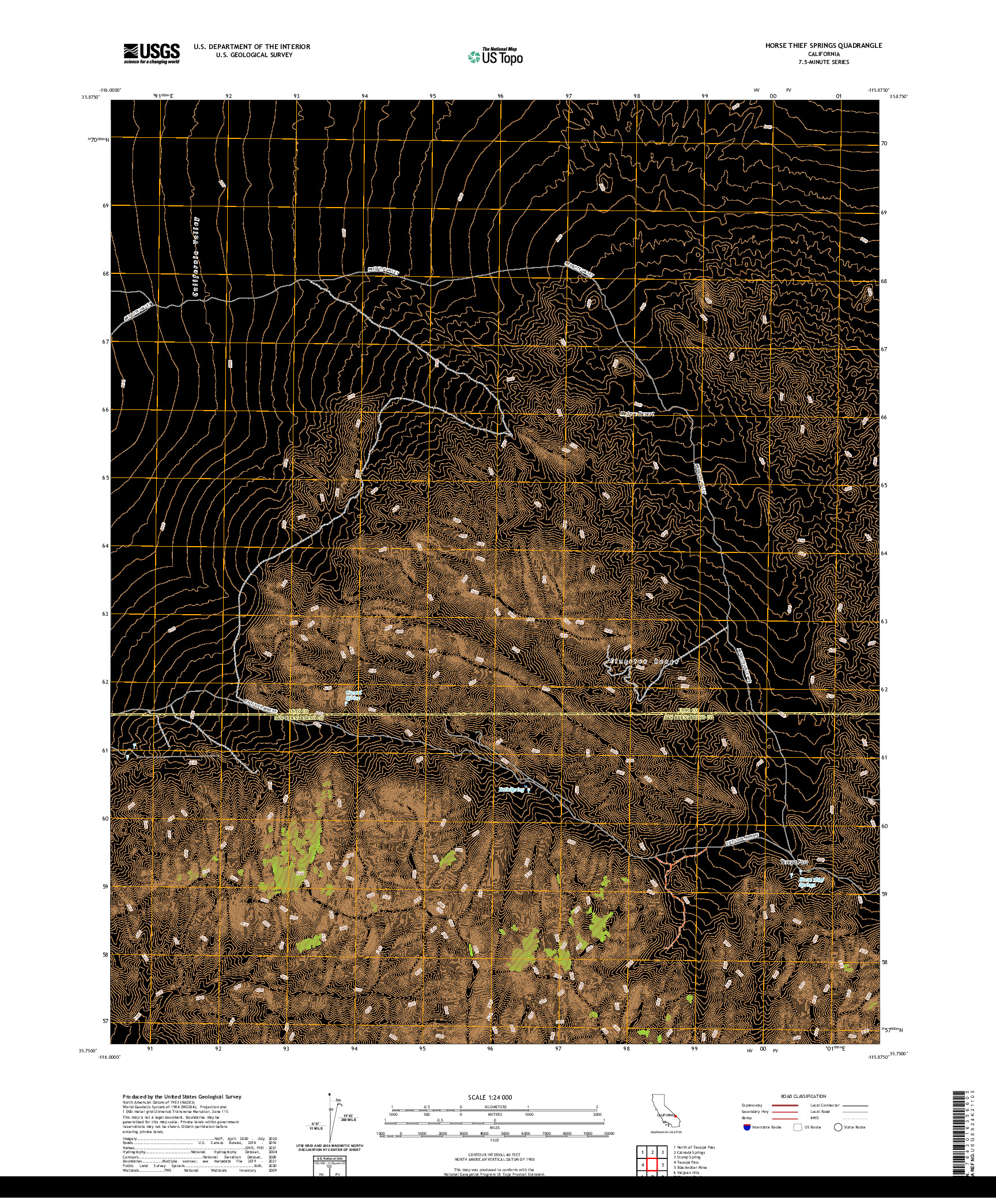 US TOPO 7.5-MINUTE MAP FOR HORSE THIEF SPRINGS, CA