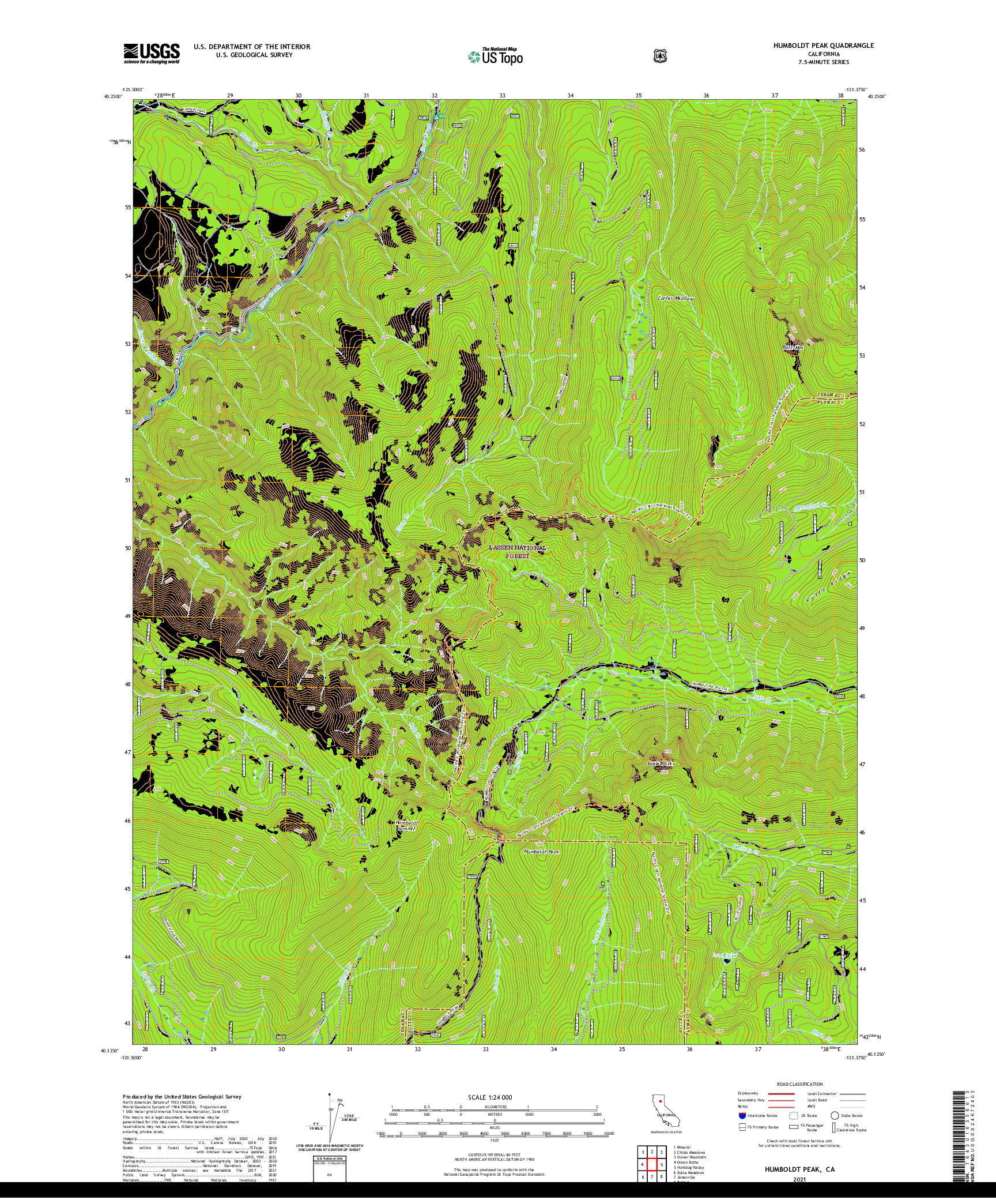 US TOPO 7.5-MINUTE MAP FOR HUMBOLDT PEAK, CA