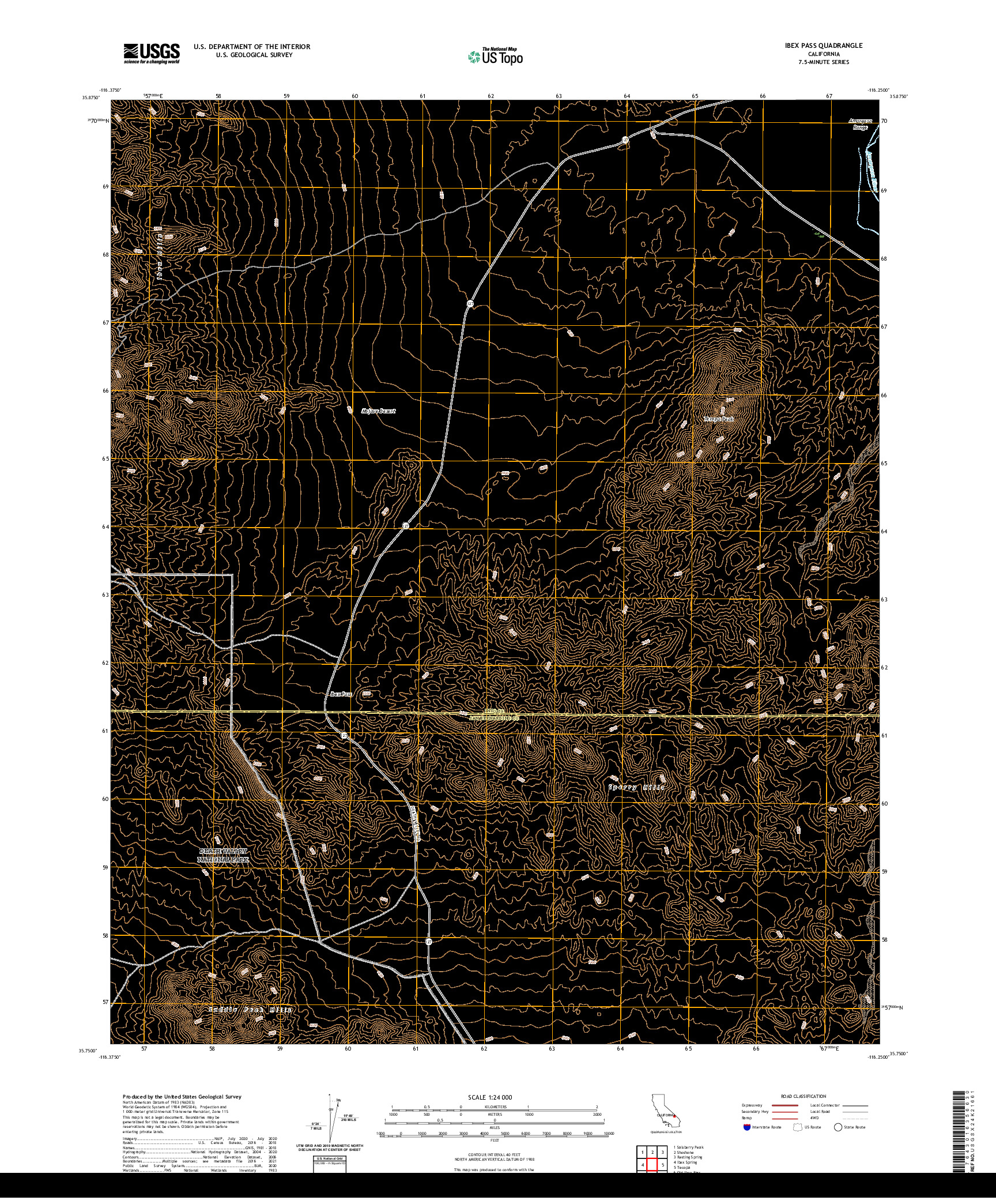 US TOPO 7.5-MINUTE MAP FOR IBEX PASS, CA