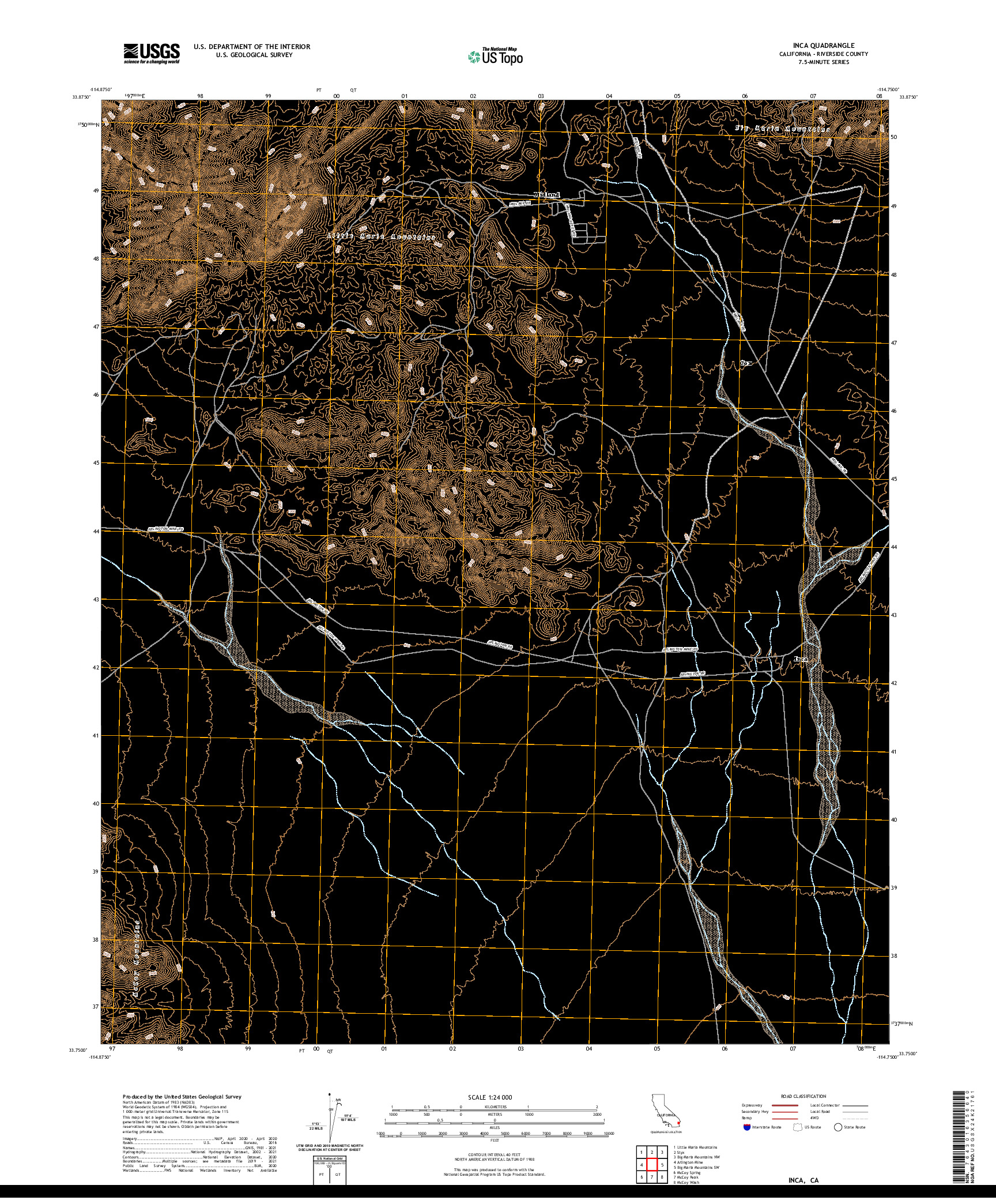 US TOPO 7.5-MINUTE MAP FOR INCA, CA