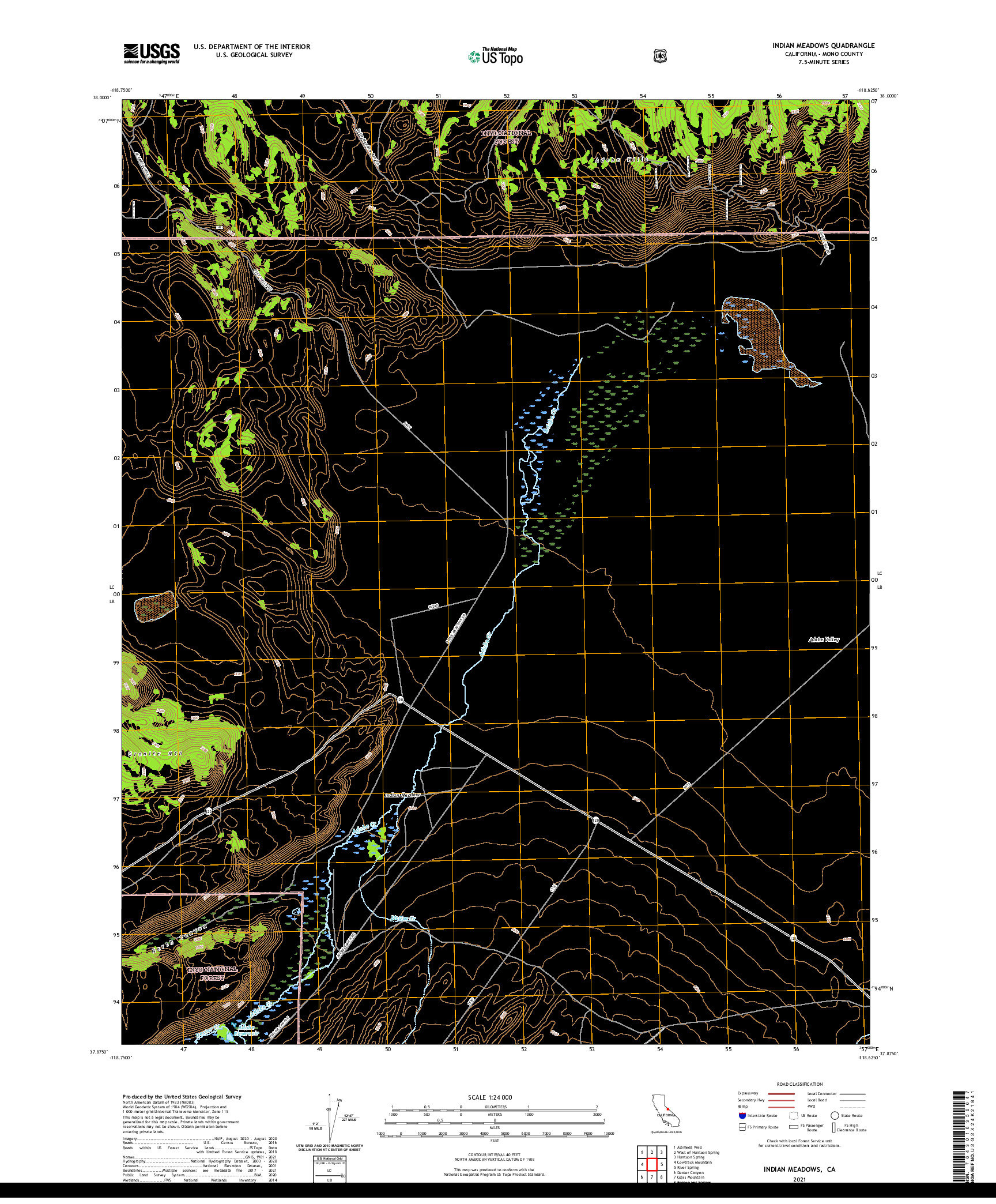 US TOPO 7.5-MINUTE MAP FOR INDIAN MEADOWS, CA