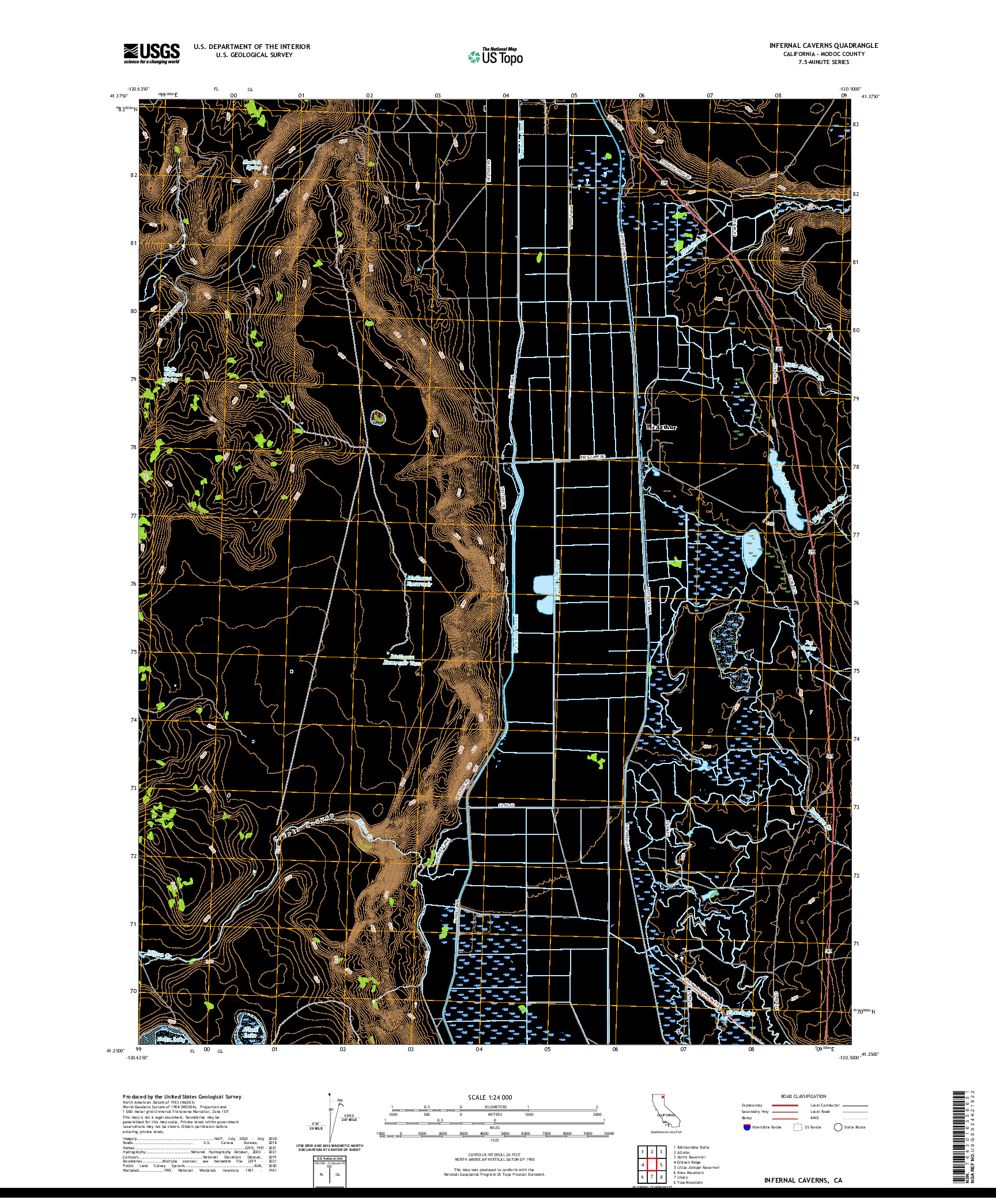 US TOPO 7.5-MINUTE MAP FOR INFERNAL CAVERNS, CA