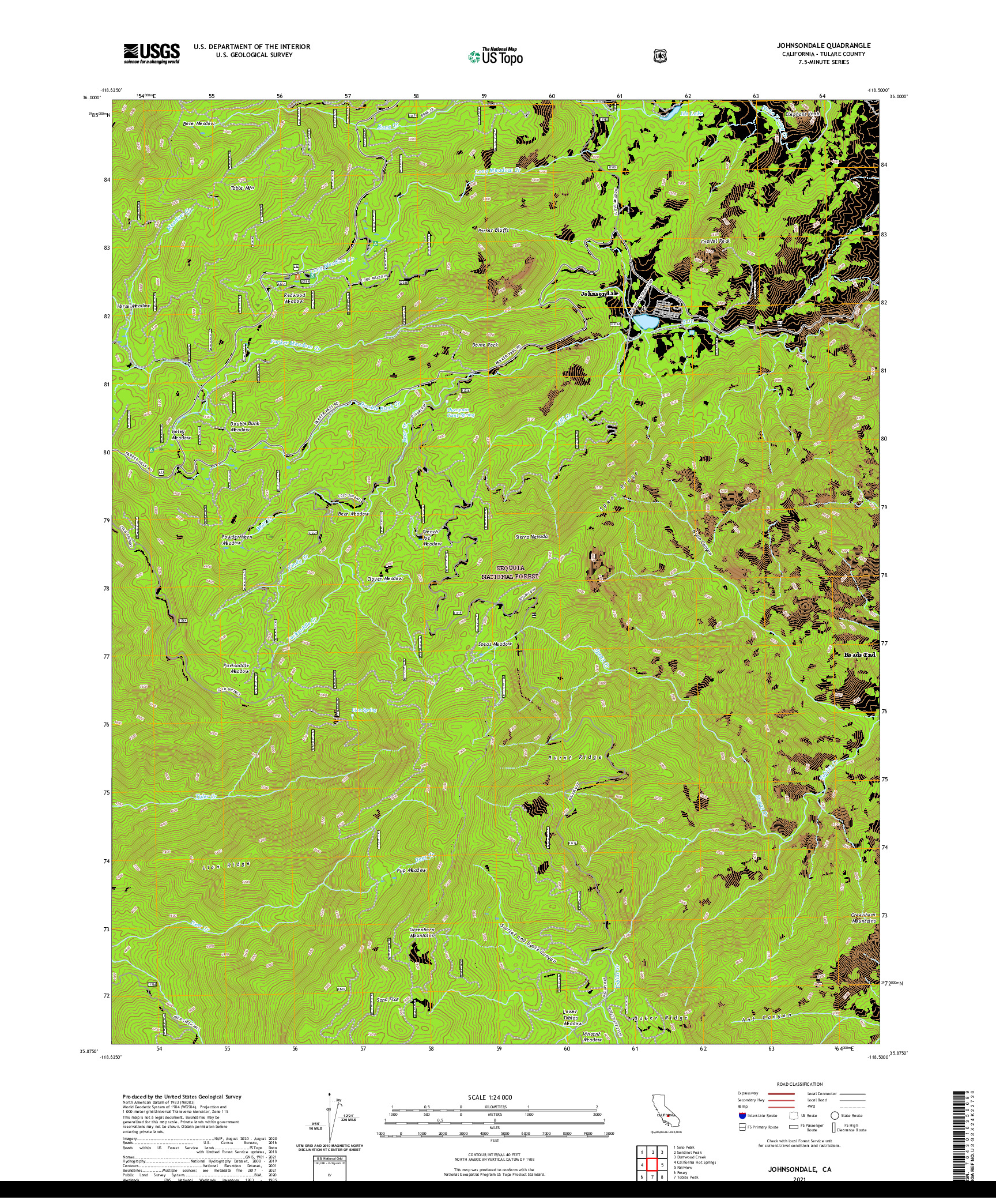 US TOPO 7.5-MINUTE MAP FOR JOHNSONDALE, CA