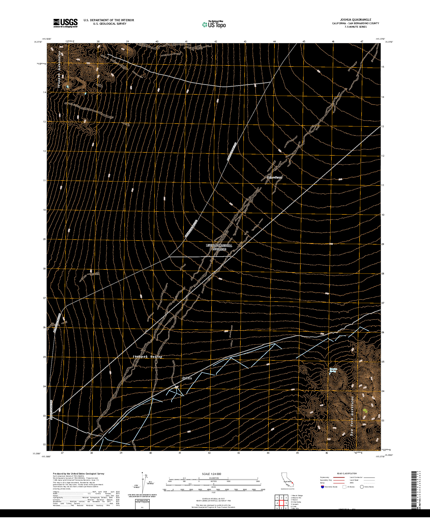 US TOPO 7.5-MINUTE MAP FOR JOSHUA, CA