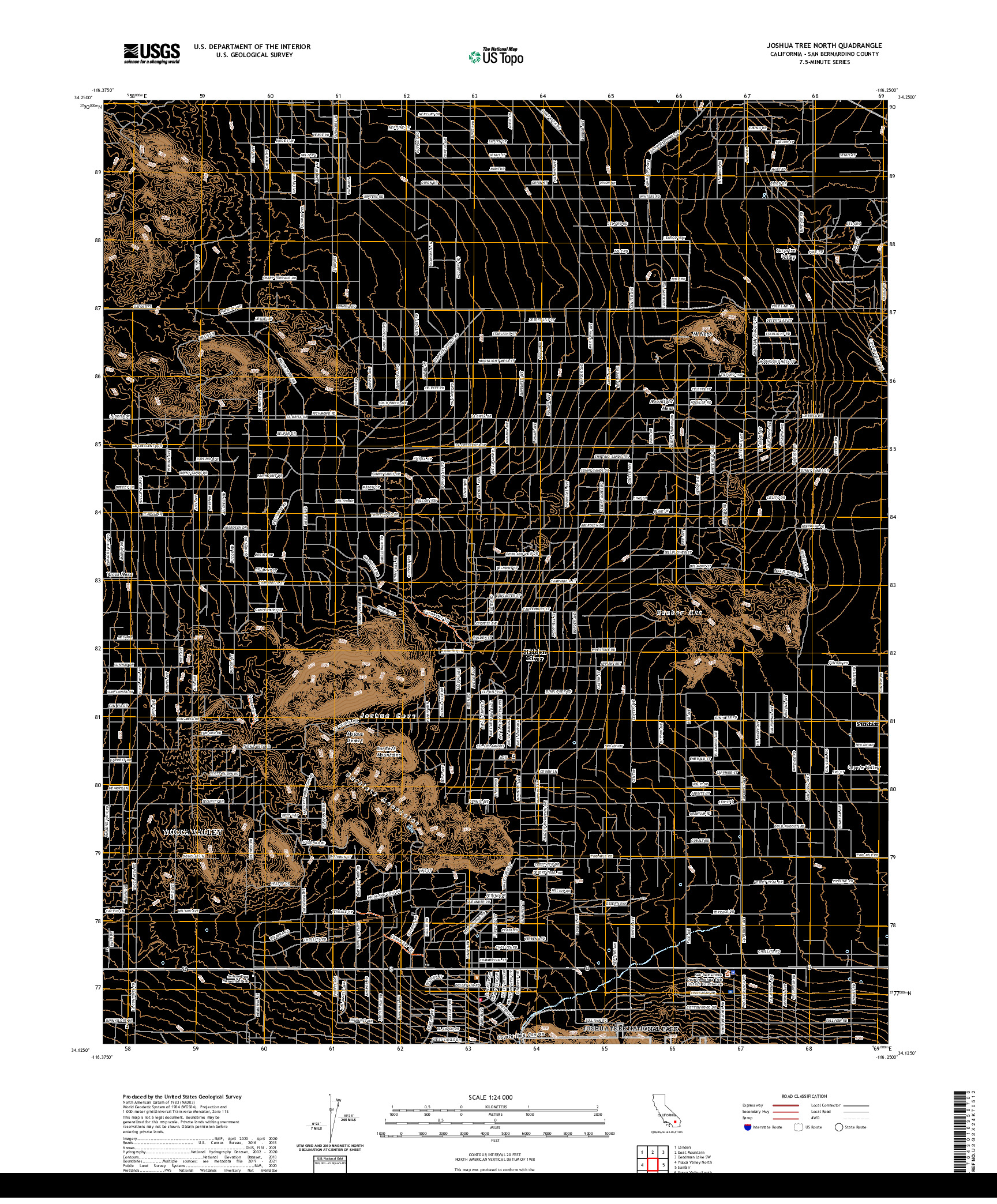 US TOPO 7.5-MINUTE MAP FOR JOSHUA TREE NORTH, CA