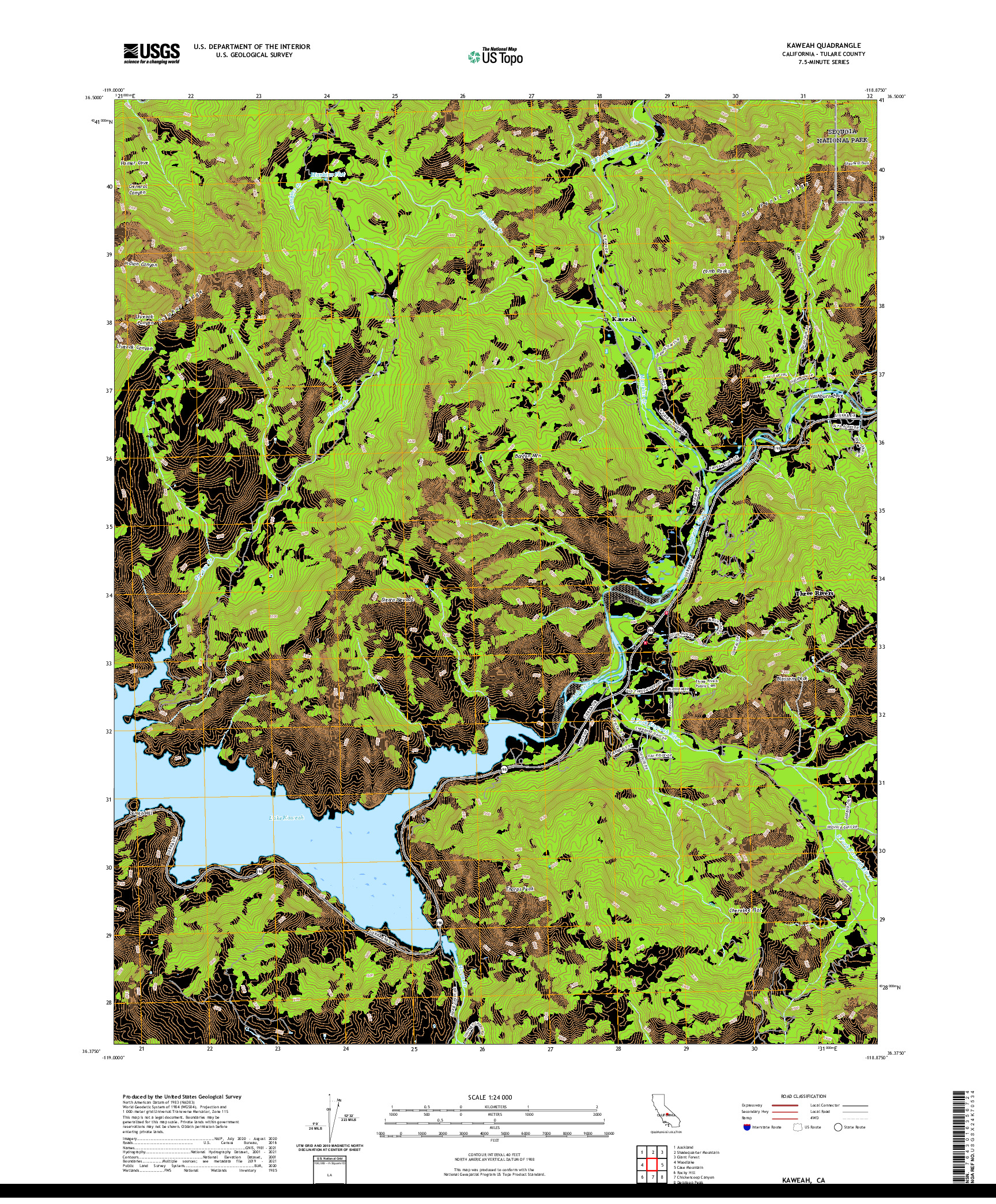 US TOPO 7.5-MINUTE MAP FOR KAWEAH, CA