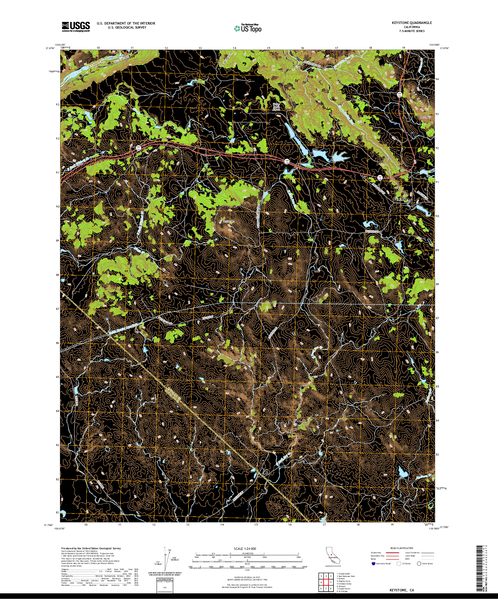 US TOPO 7.5-MINUTE MAP FOR KEYSTONE, CA