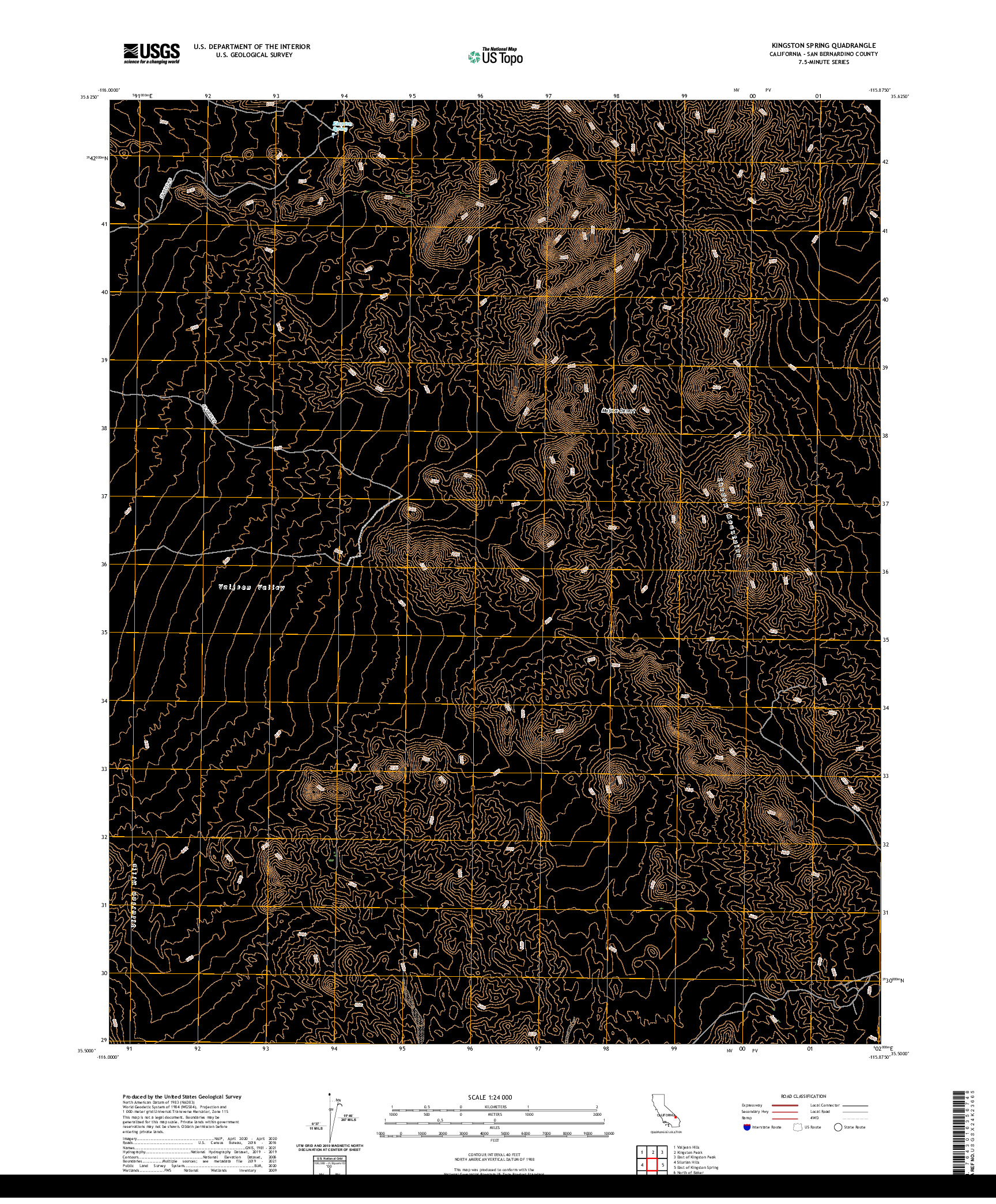 US TOPO 7.5-MINUTE MAP FOR KINGSTON SPRING, CA