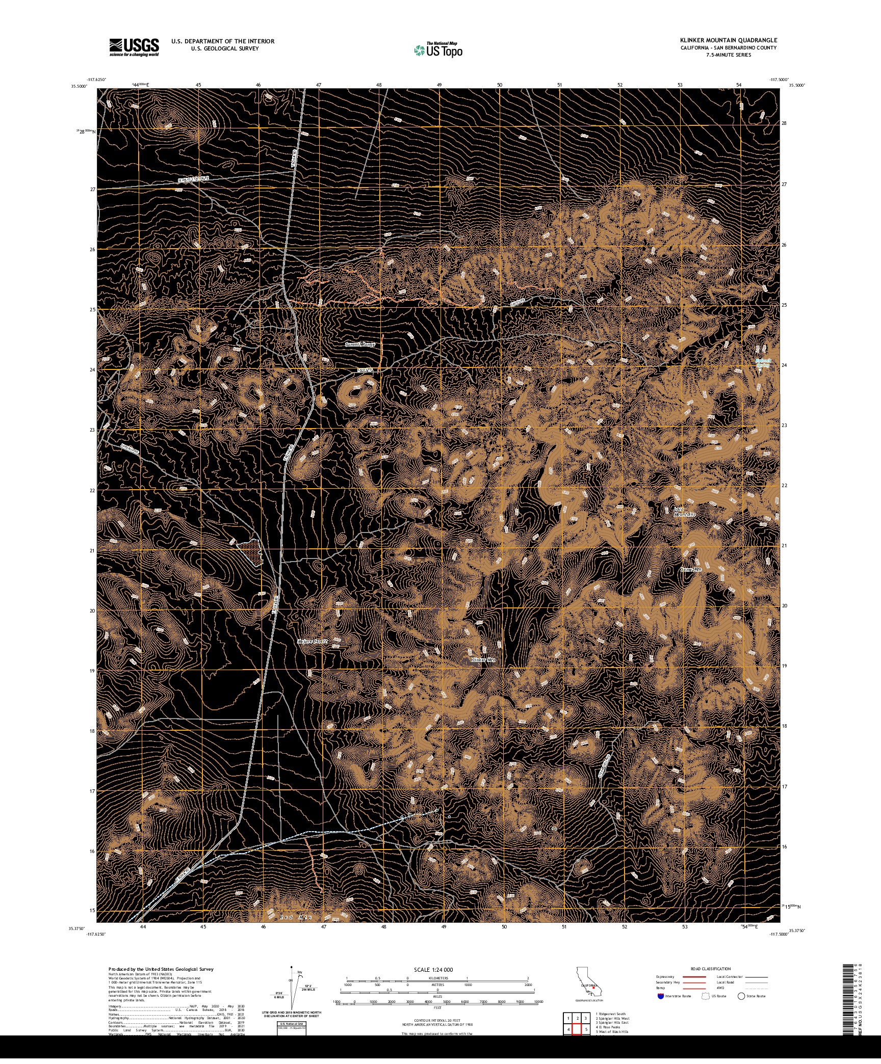 US TOPO 7.5-MINUTE MAP FOR KLINKER MOUNTAIN, CA