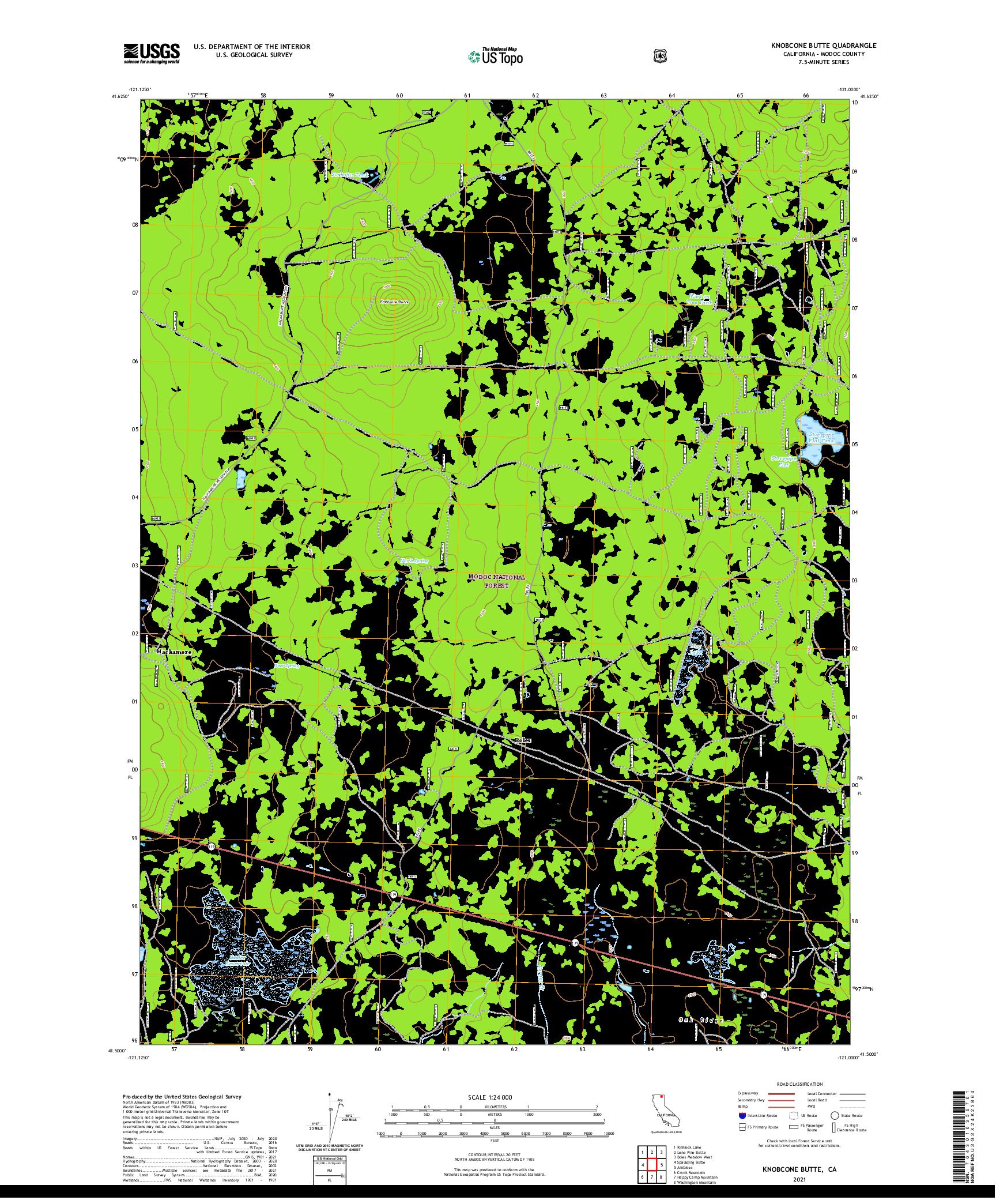 US TOPO 7.5-MINUTE MAP FOR KNOBCONE BUTTE, CA