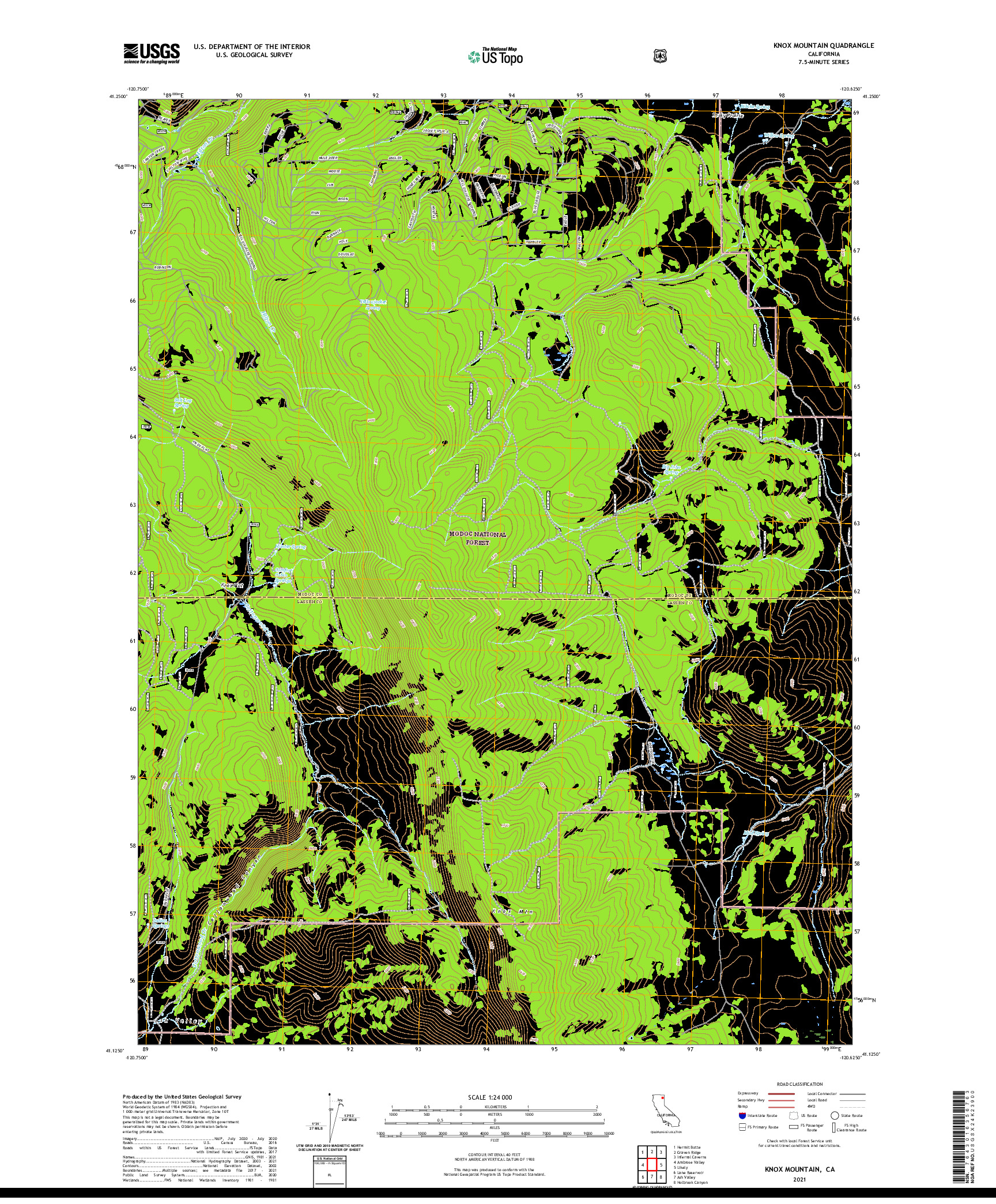 US TOPO 7.5-MINUTE MAP FOR KNOX MOUNTAIN, CA