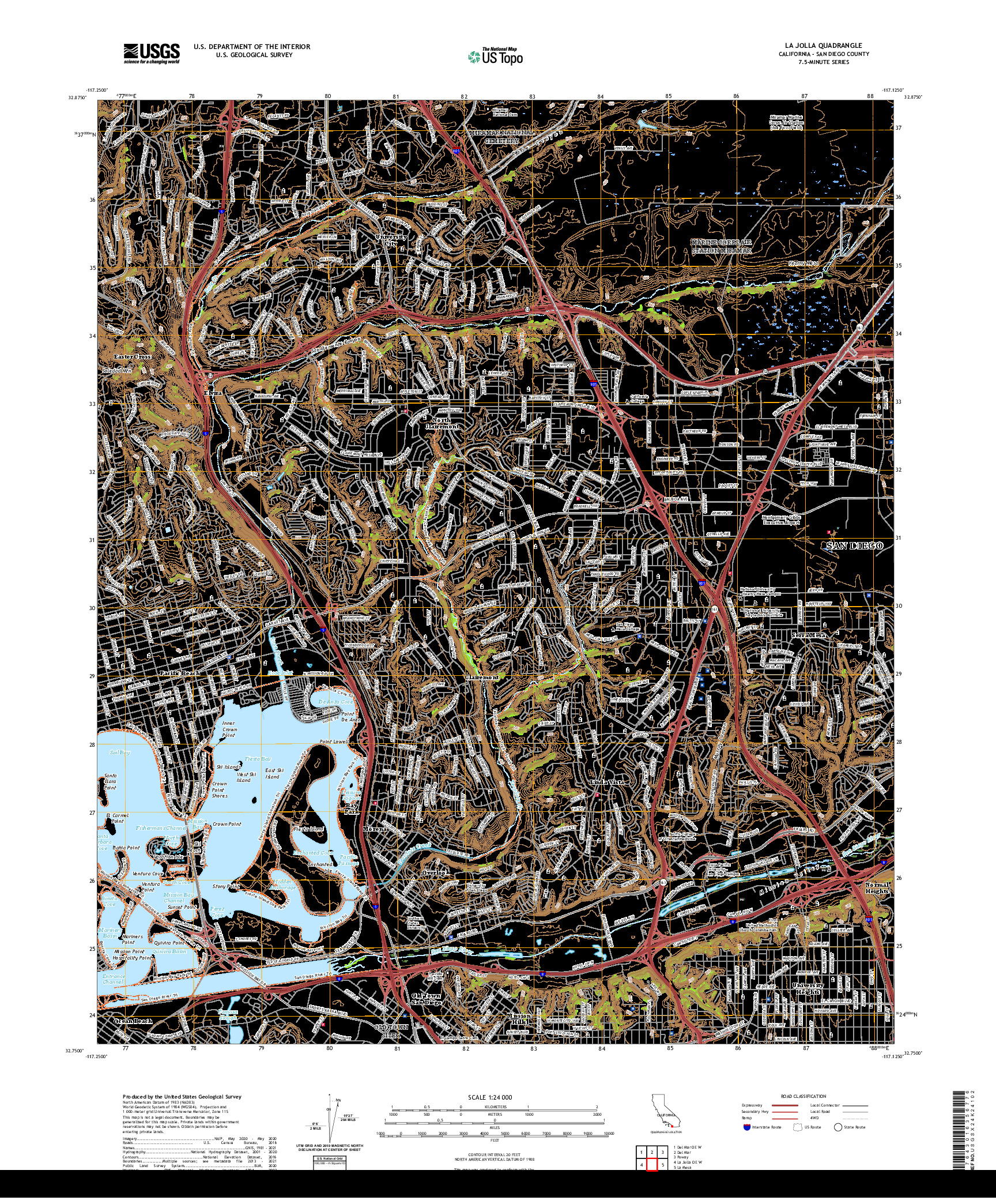 US TOPO 7.5-MINUTE MAP FOR LA JOLLA, CA