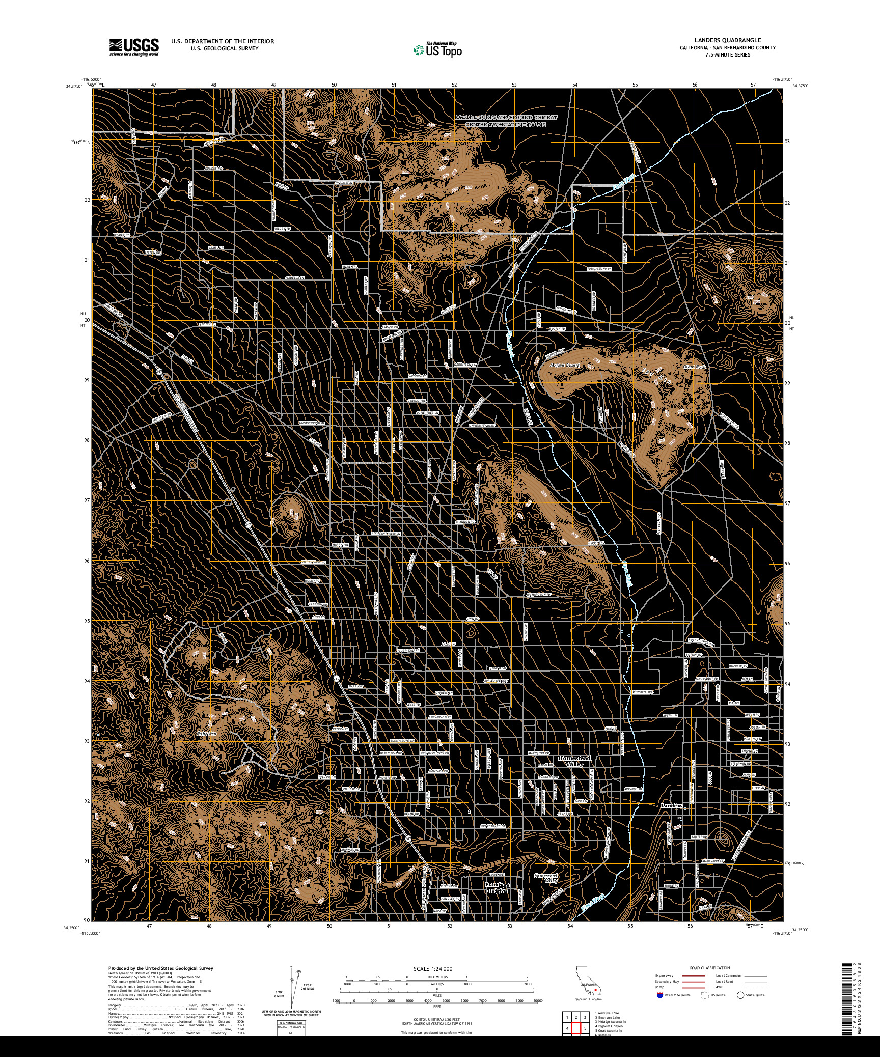 US TOPO 7.5-MINUTE MAP FOR LANDERS, CA