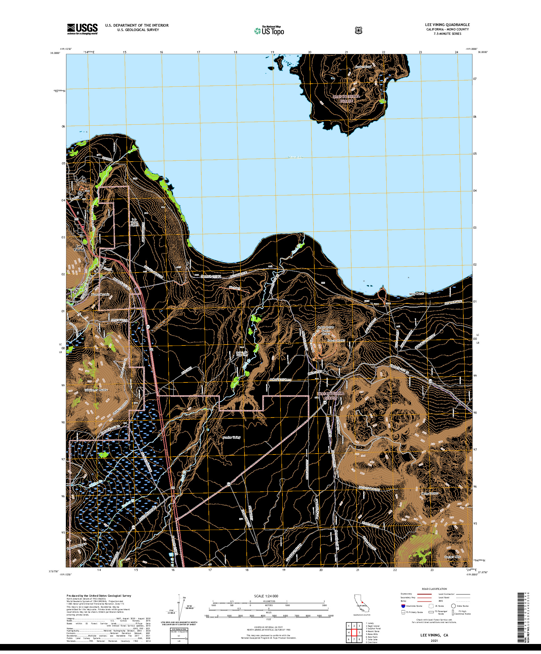 US TOPO 7.5-MINUTE MAP FOR LEE VINING, CA