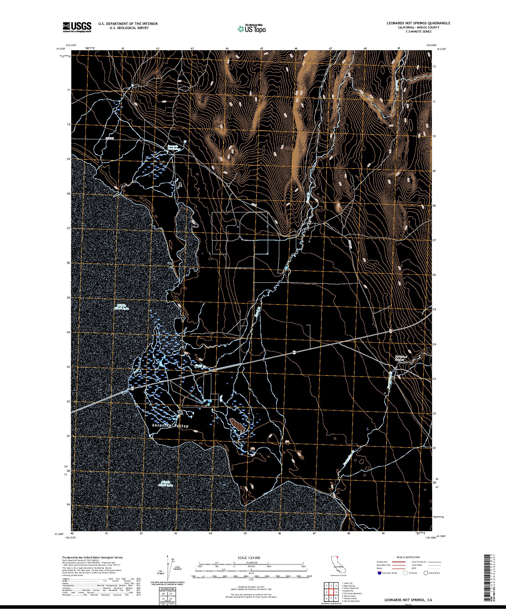 US TOPO 7.5-MINUTE MAP FOR LEONARDS HOT SPRINGS, CA