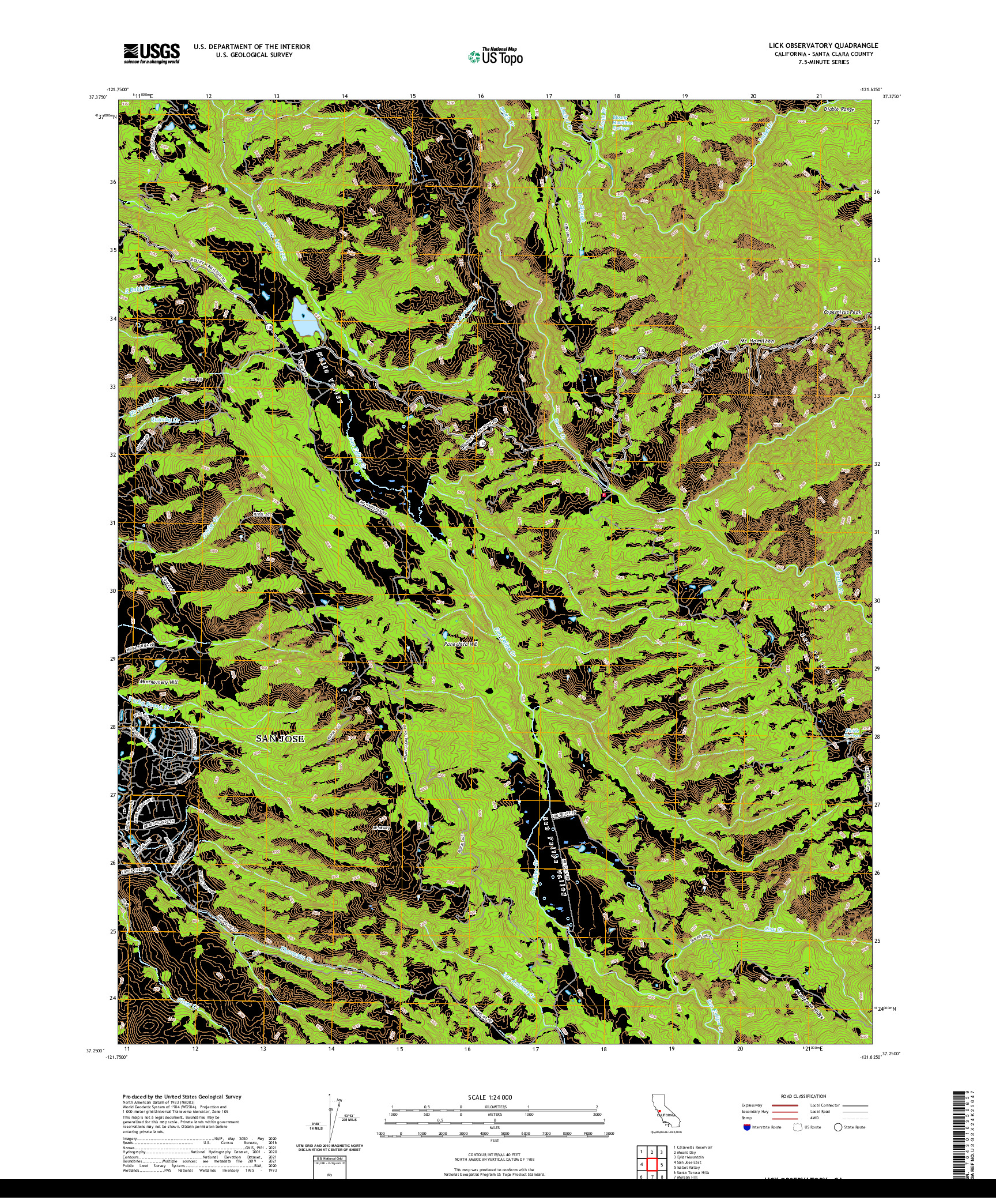 US TOPO 7.5-MINUTE MAP FOR LICK OBSERVATORY, CA