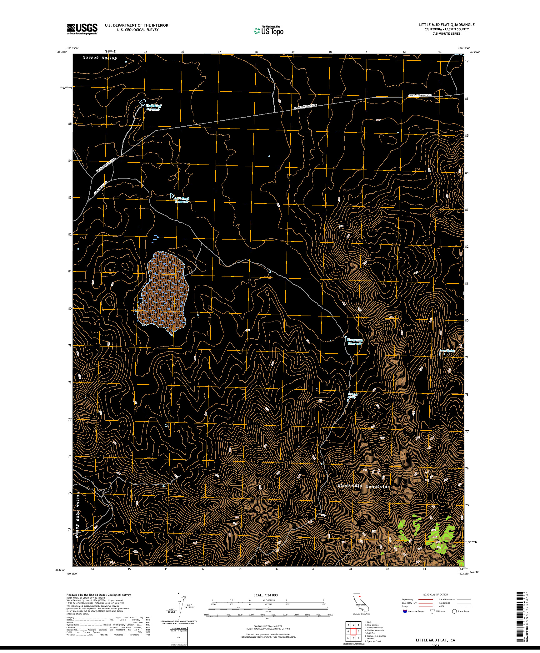 US TOPO 7.5-MINUTE MAP FOR LITTLE MUD FLAT, CA