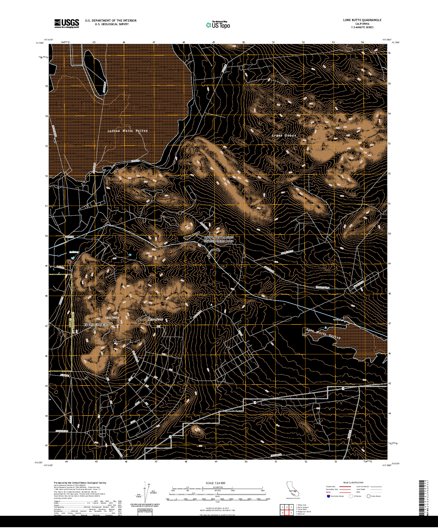 US TOPO 7.5-MINUTE MAP FOR LONE BUTTE, CA