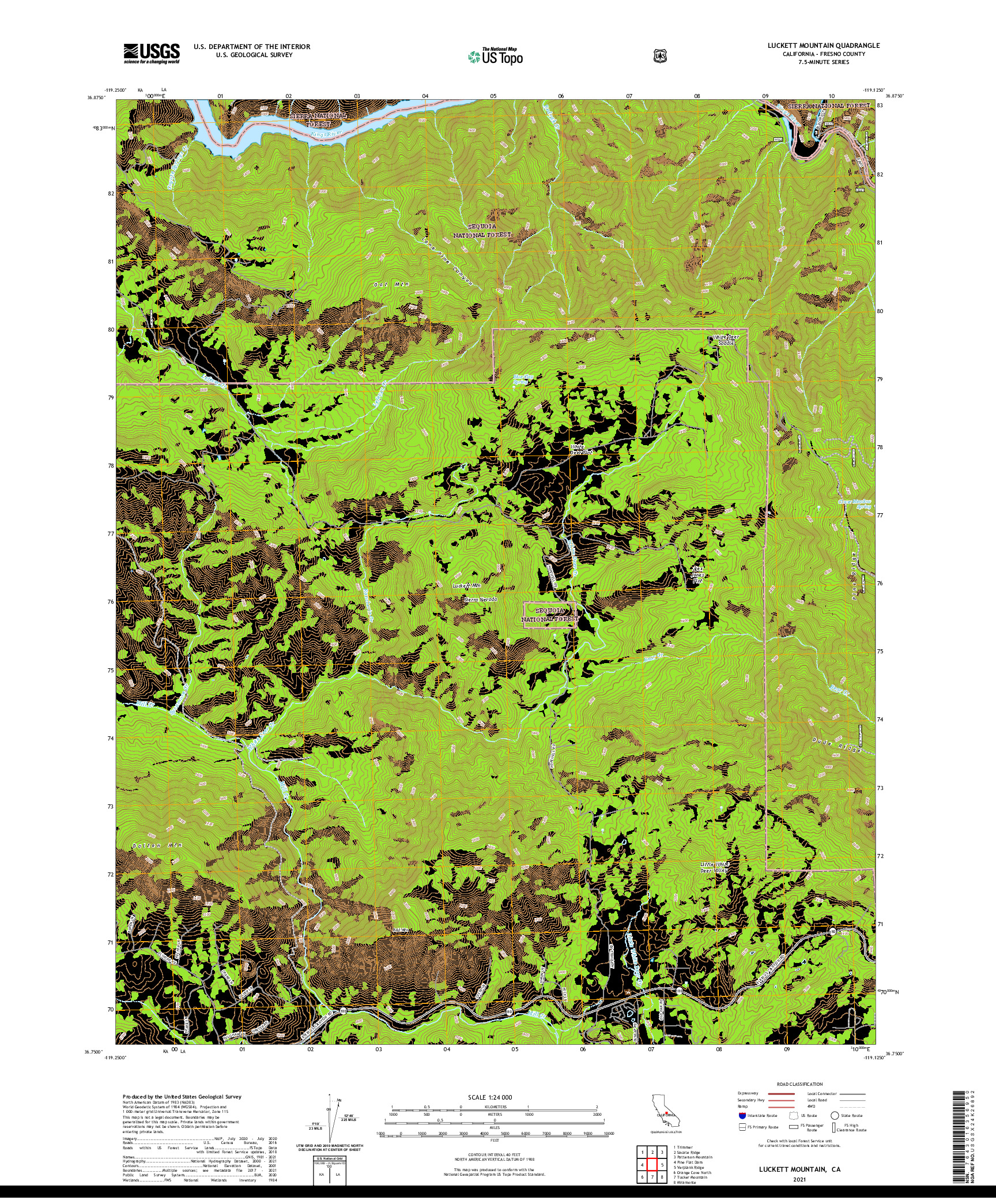 US TOPO 7.5-MINUTE MAP FOR LUCKETT MOUNTAIN, CA