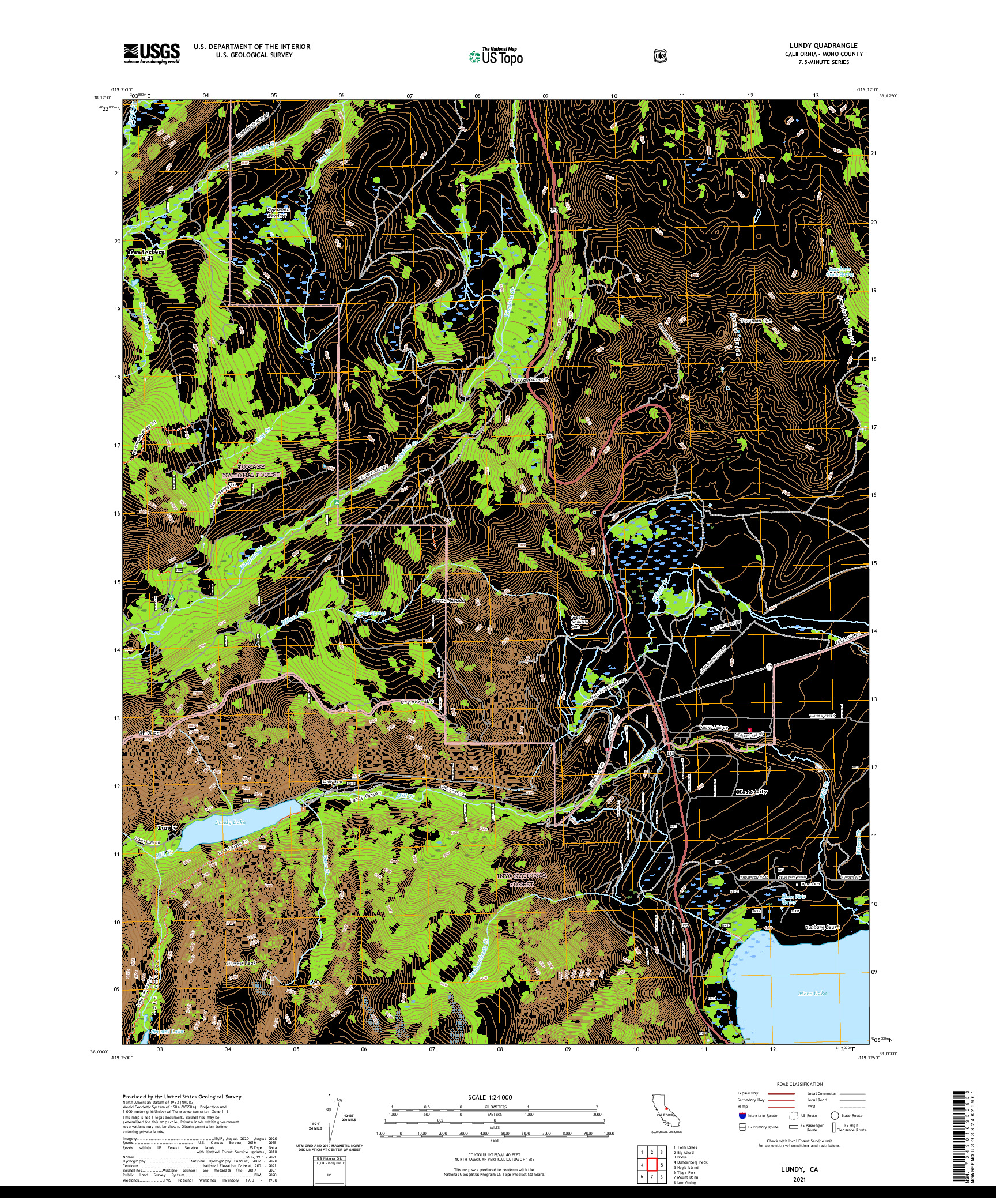 US TOPO 7.5-MINUTE MAP FOR LUNDY, CA