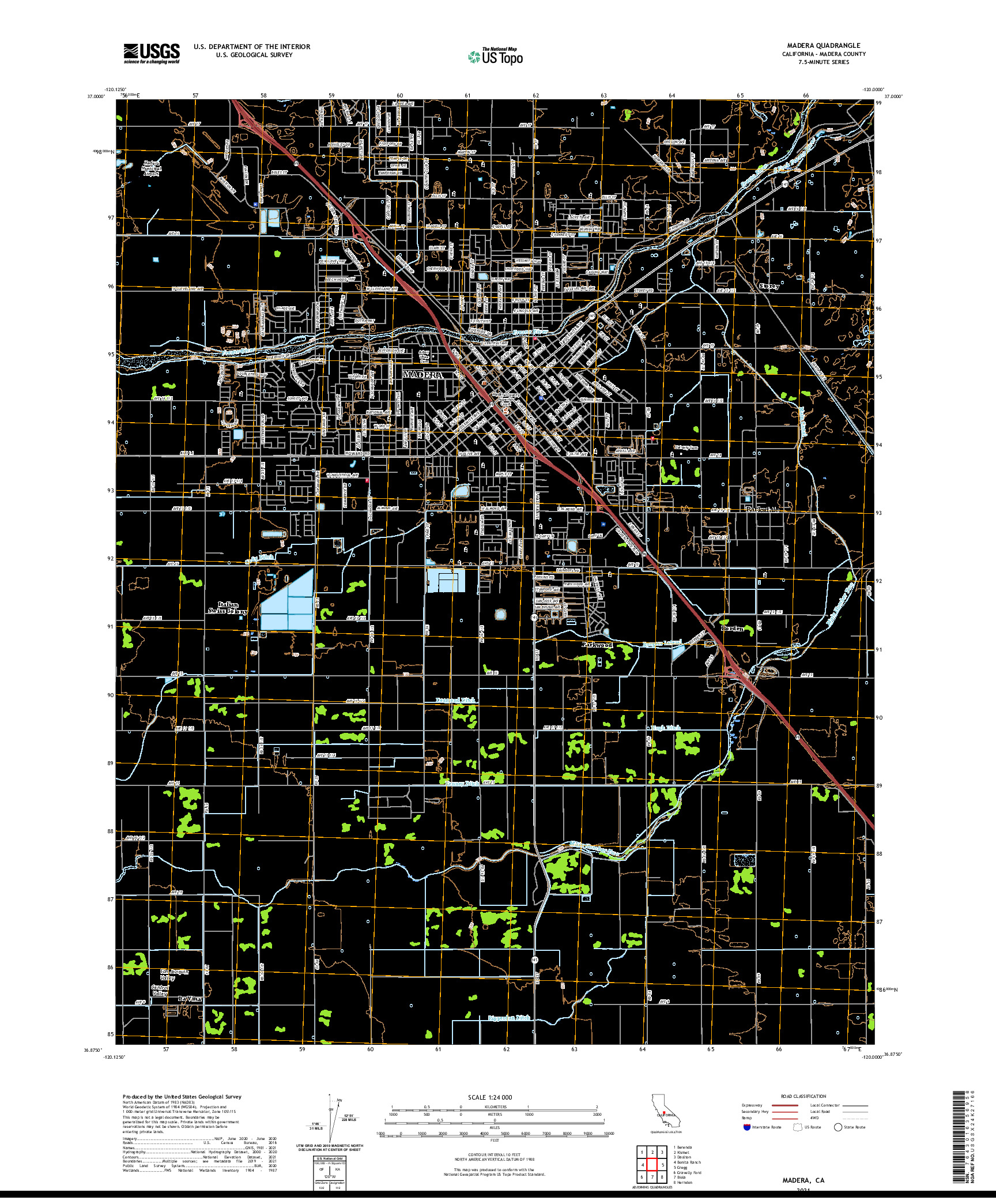 US TOPO 7.5-MINUTE MAP FOR MADERA, CA