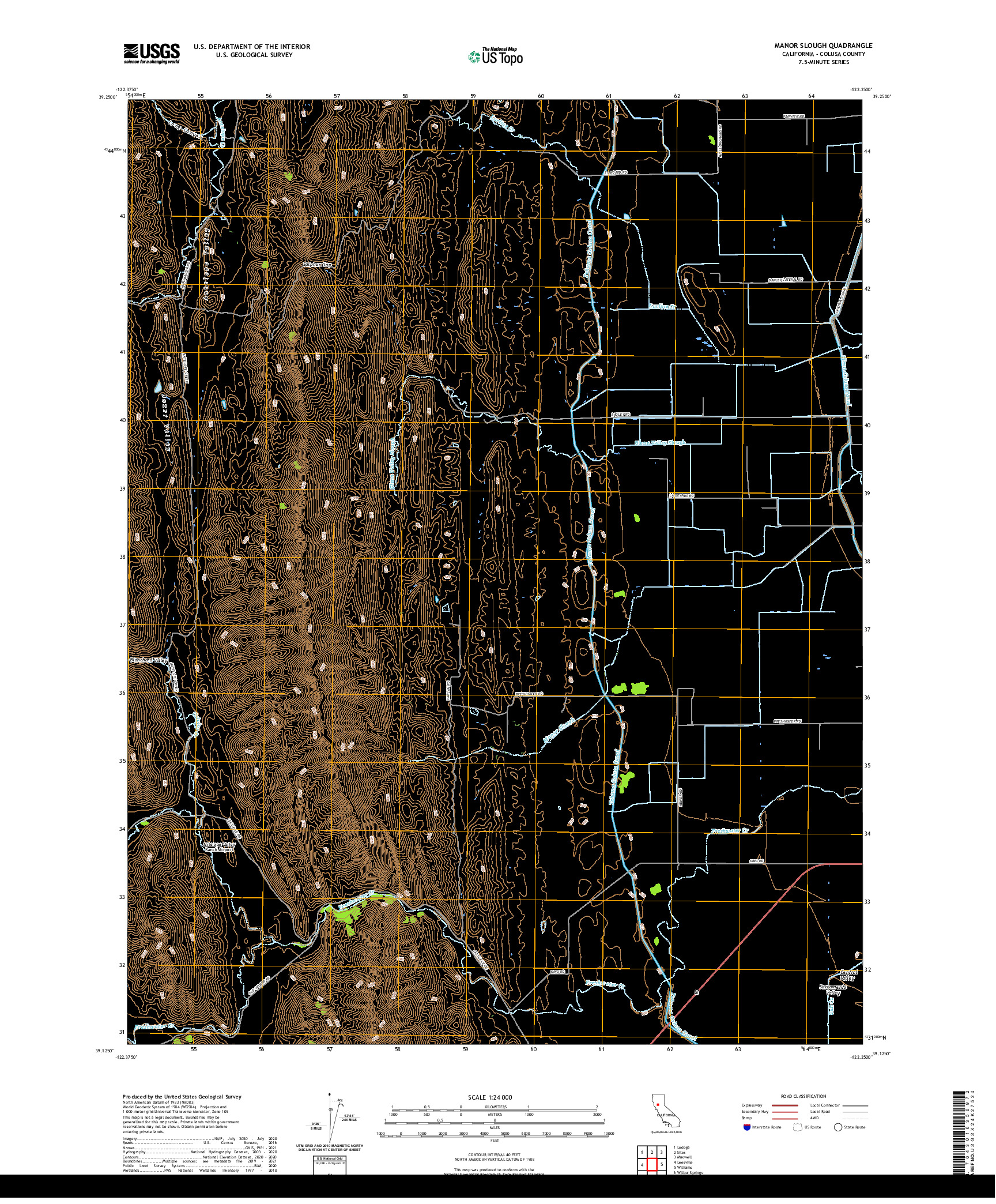 US TOPO 7.5-MINUTE MAP FOR MANOR SLOUGH, CA