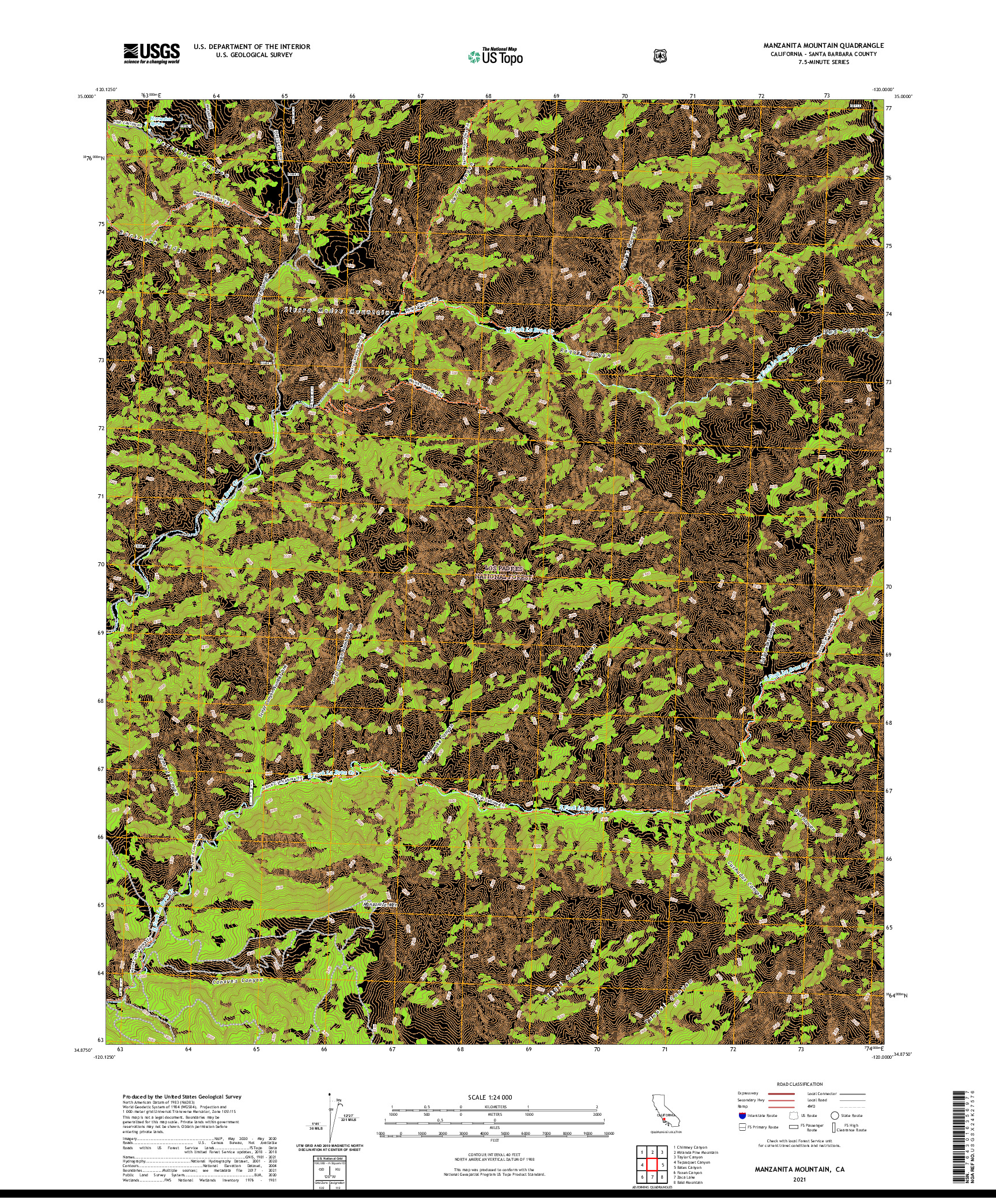 US TOPO 7.5-MINUTE MAP FOR MANZANITA MOUNTAIN, CA