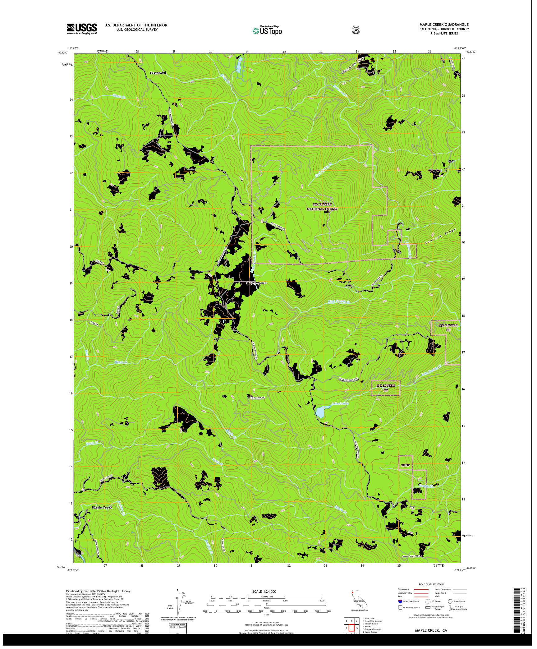 US TOPO 7.5-MINUTE MAP FOR MAPLE CREEK, CA