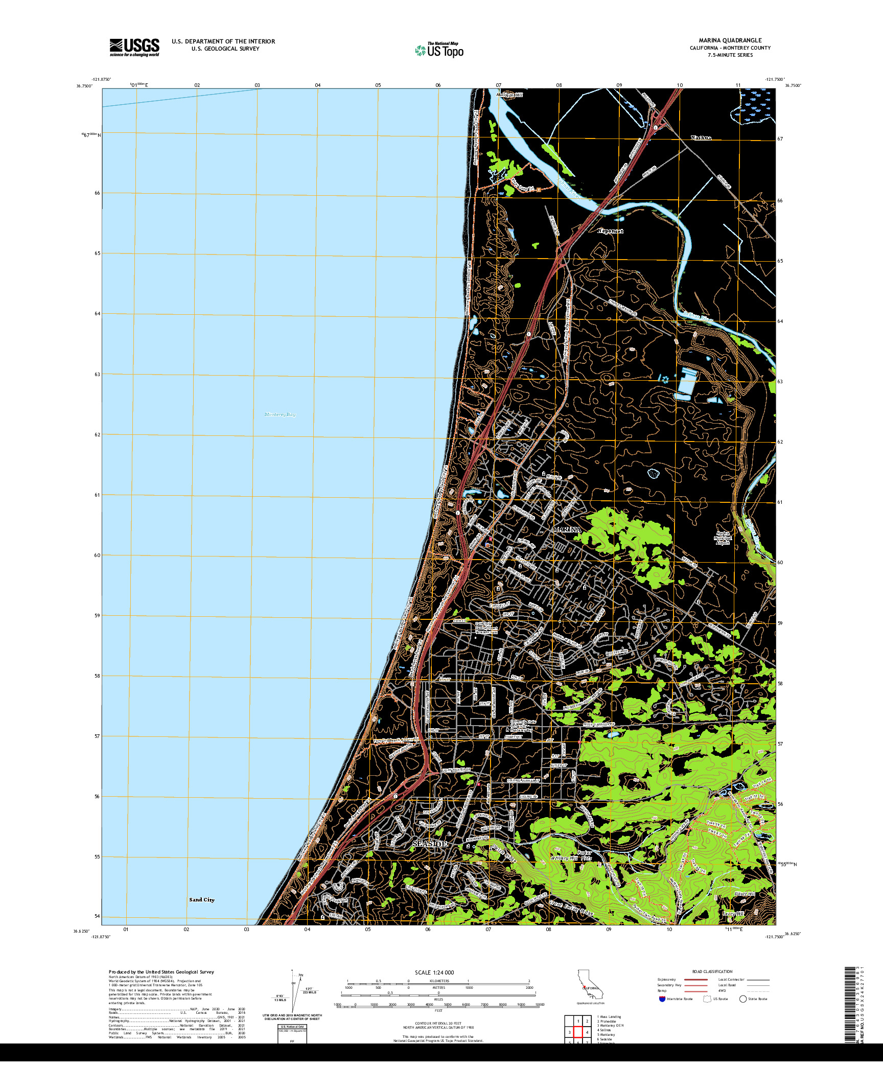 US TOPO 7.5-MINUTE MAP FOR MARINA, CA