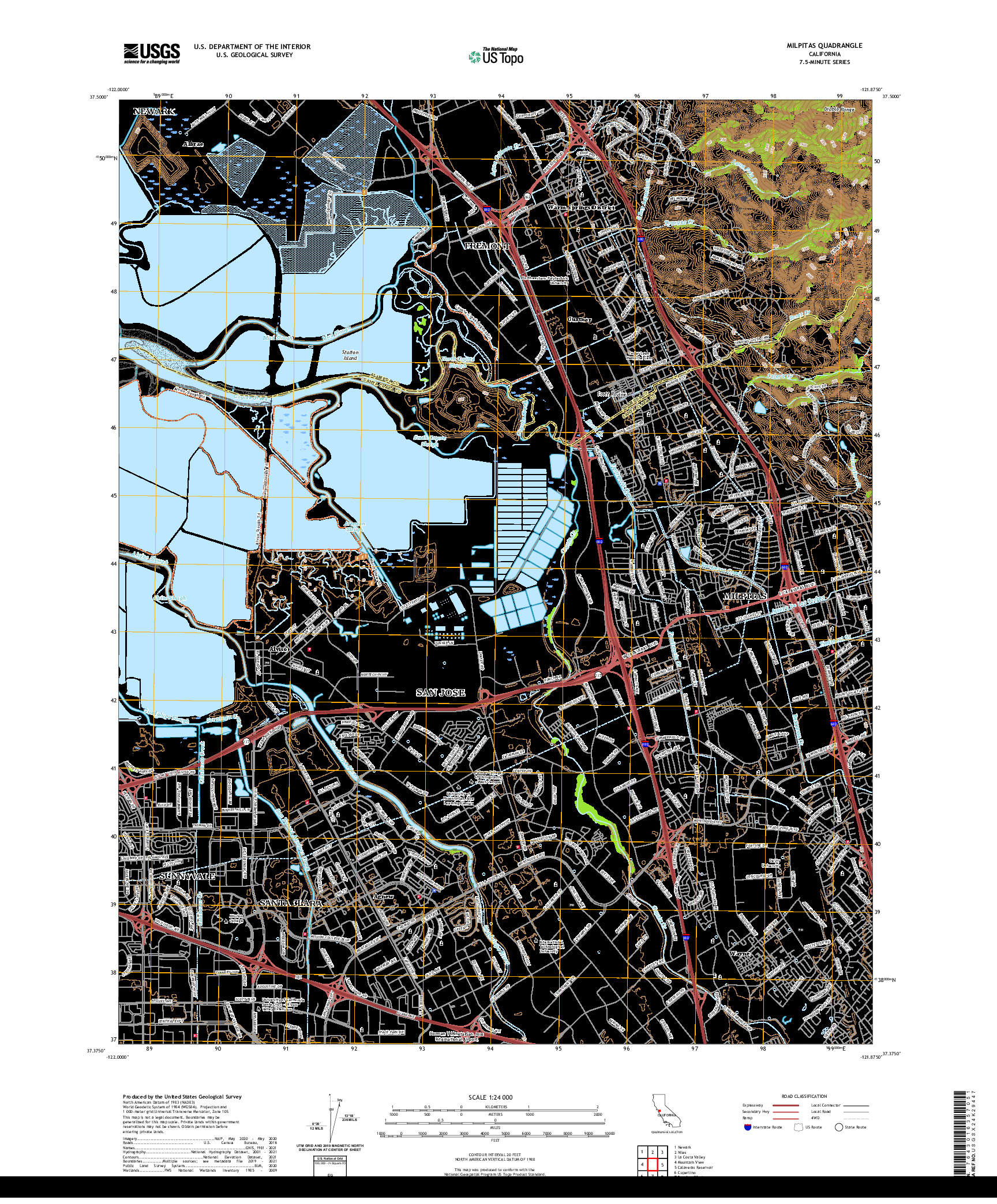 US TOPO 7.5-MINUTE MAP FOR MILPITAS, CA