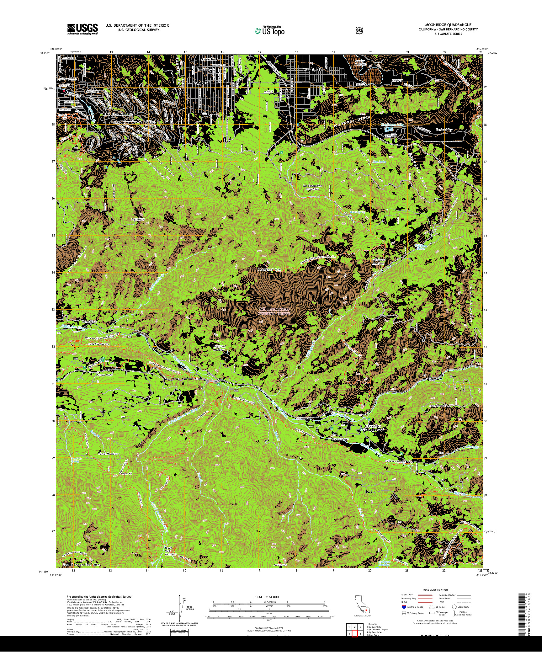 US TOPO 7.5-MINUTE MAP FOR MOONRIDGE, CA