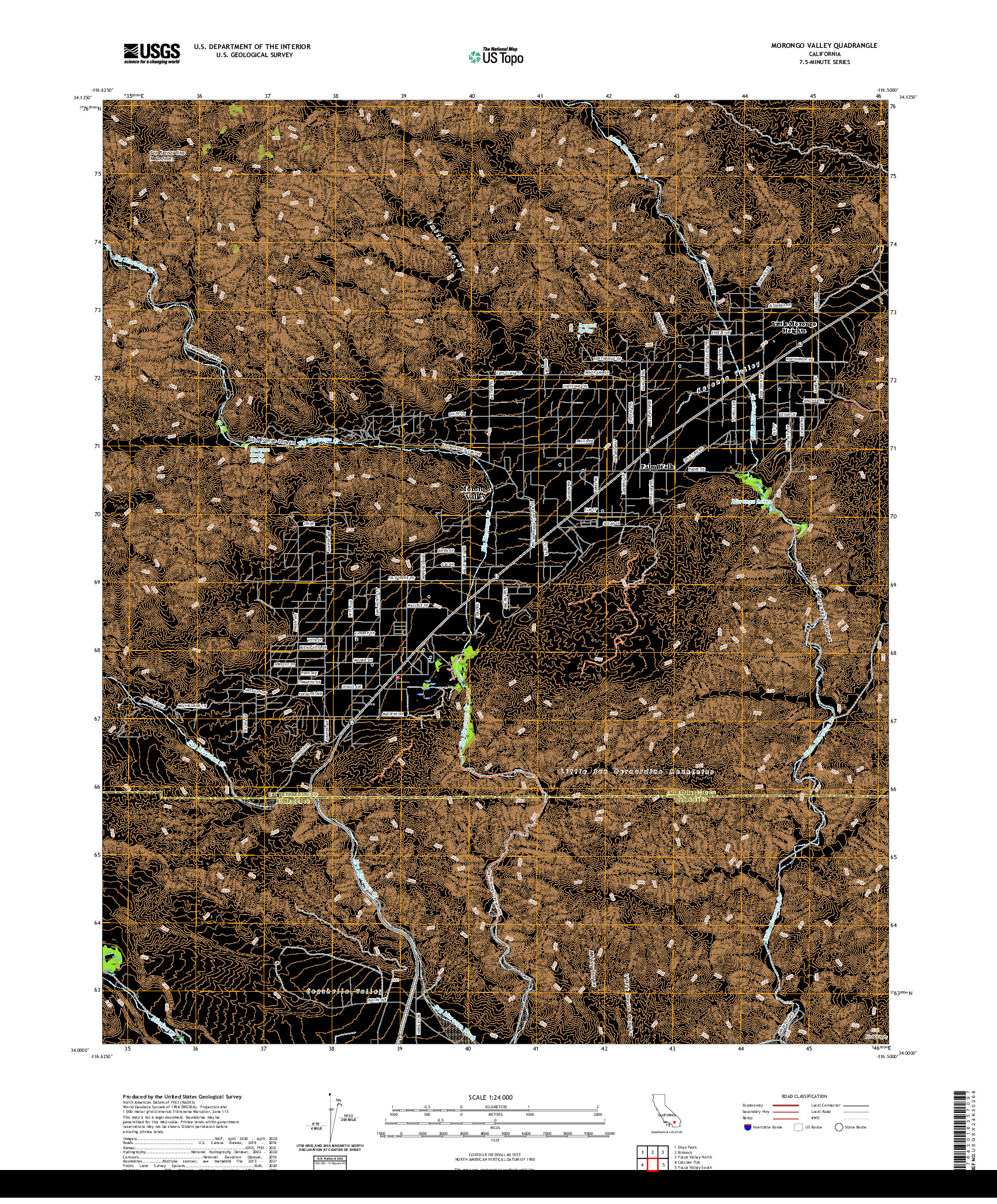 US TOPO 7.5-MINUTE MAP FOR MORONGO VALLEY, CA