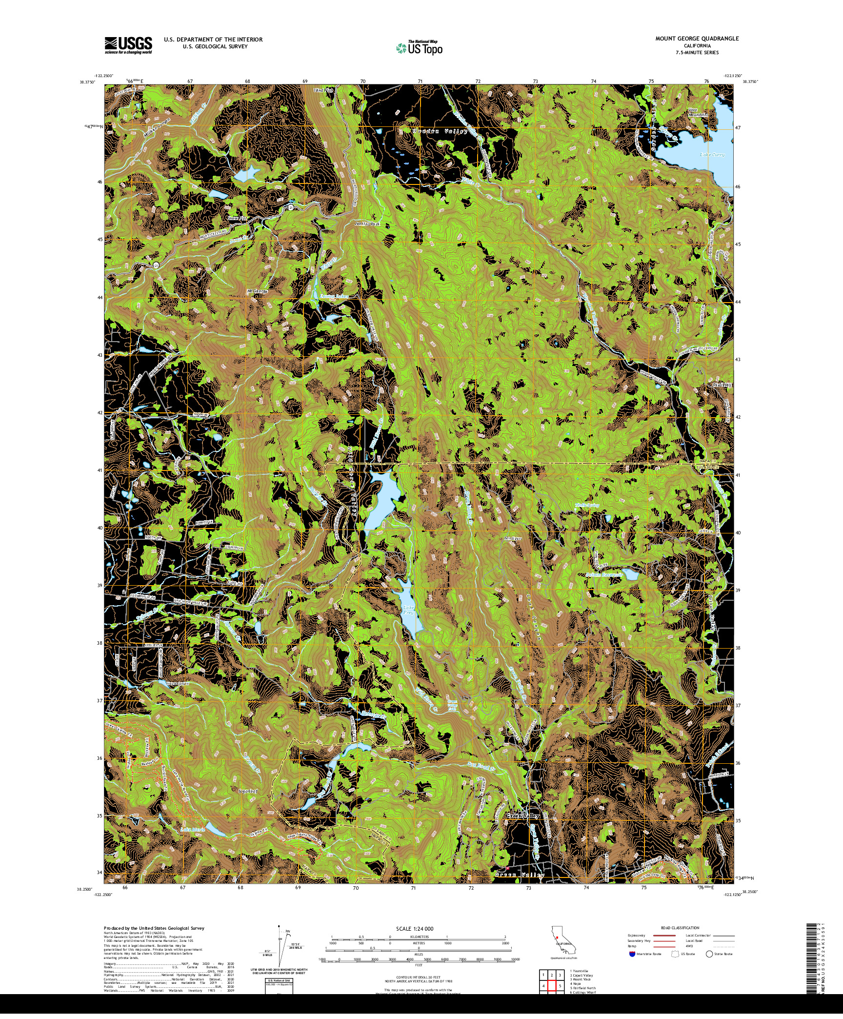 US TOPO 7.5-MINUTE MAP FOR MOUNT GEORGE, CA