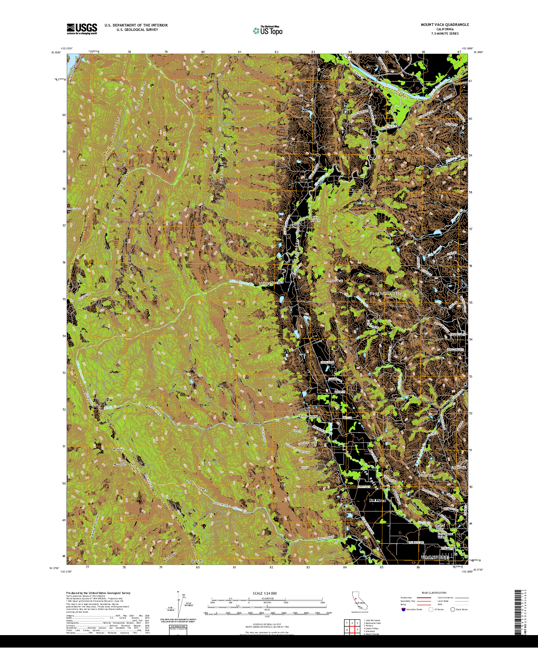 US TOPO 7.5-MINUTE MAP FOR MOUNT VACA, CA