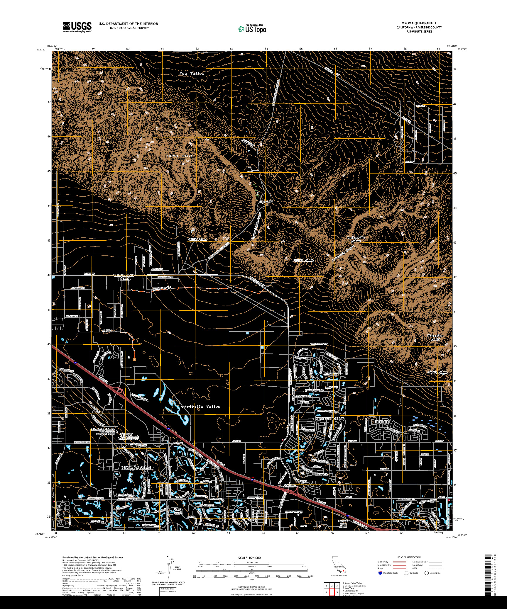 US TOPO 7.5-MINUTE MAP FOR MYOMA, CA